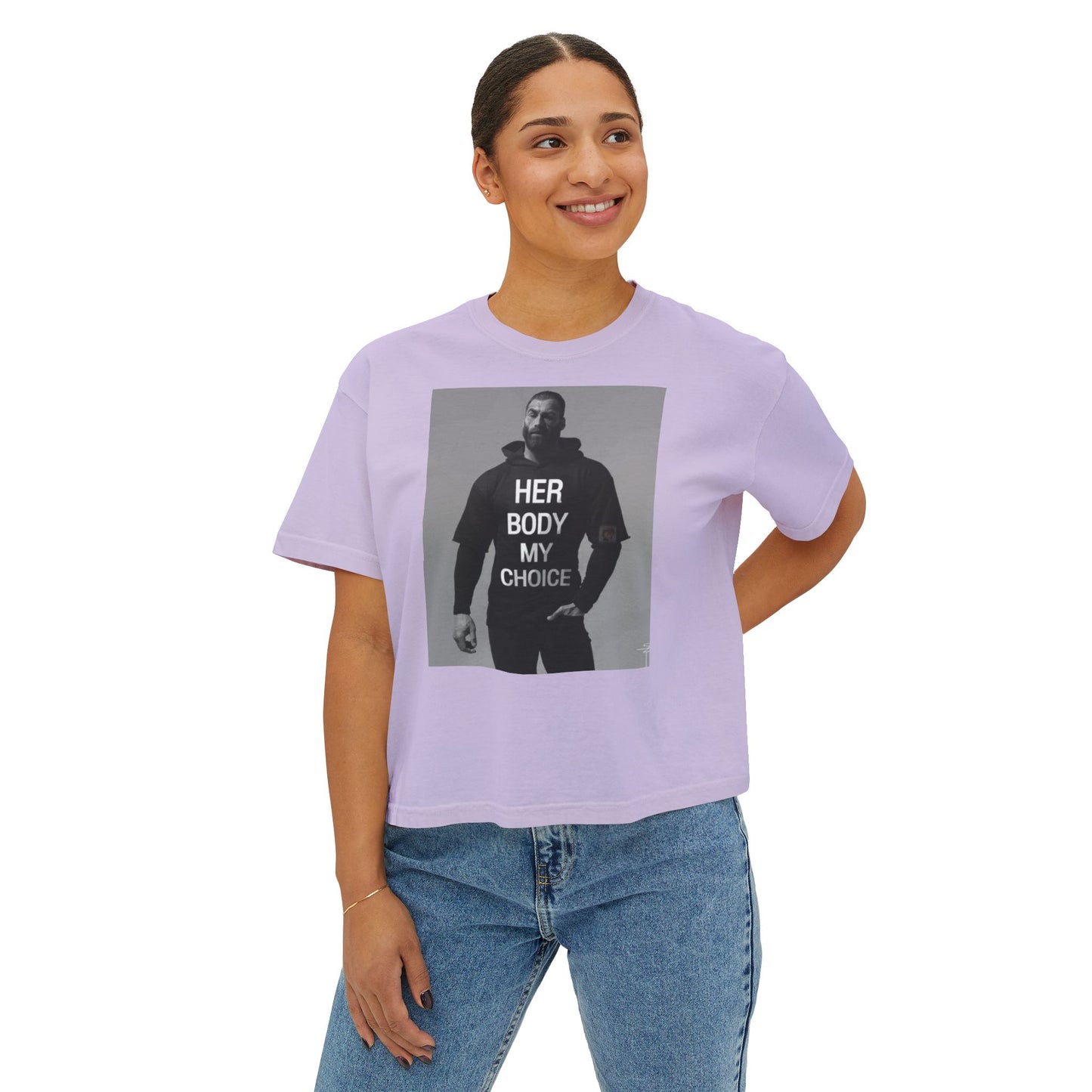 GIGA Empowerment Women's Boxy Tee - Her Body My Choice, Feminist Top, Graphic Tee, Casual Wear, Gift for Activists