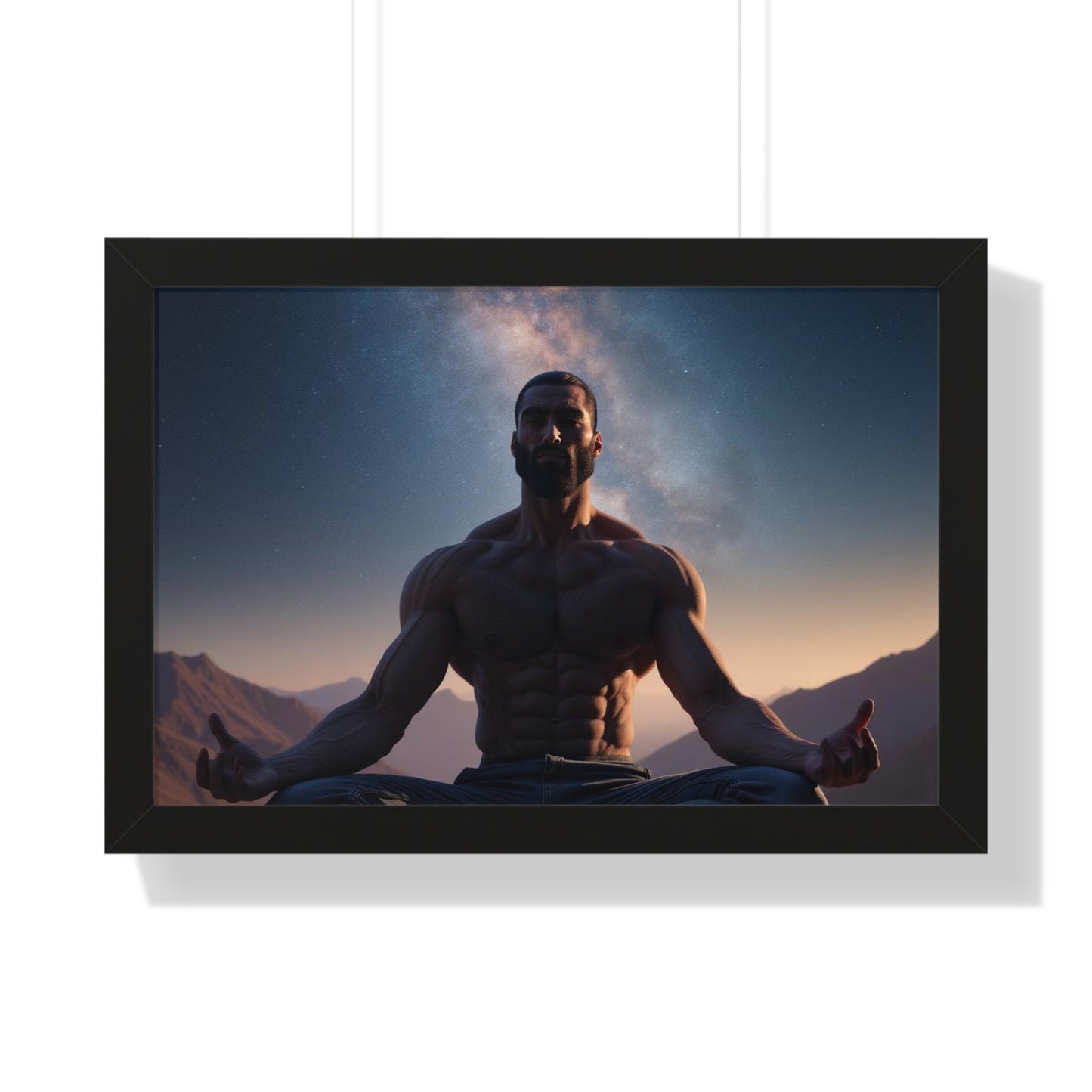 GIGA Meditation Framed Poster, Calm Art, Spiritual Wall Decor, Zen Home Decor, Fitness Motivation, Mindfulness Gift, Inspirational Art