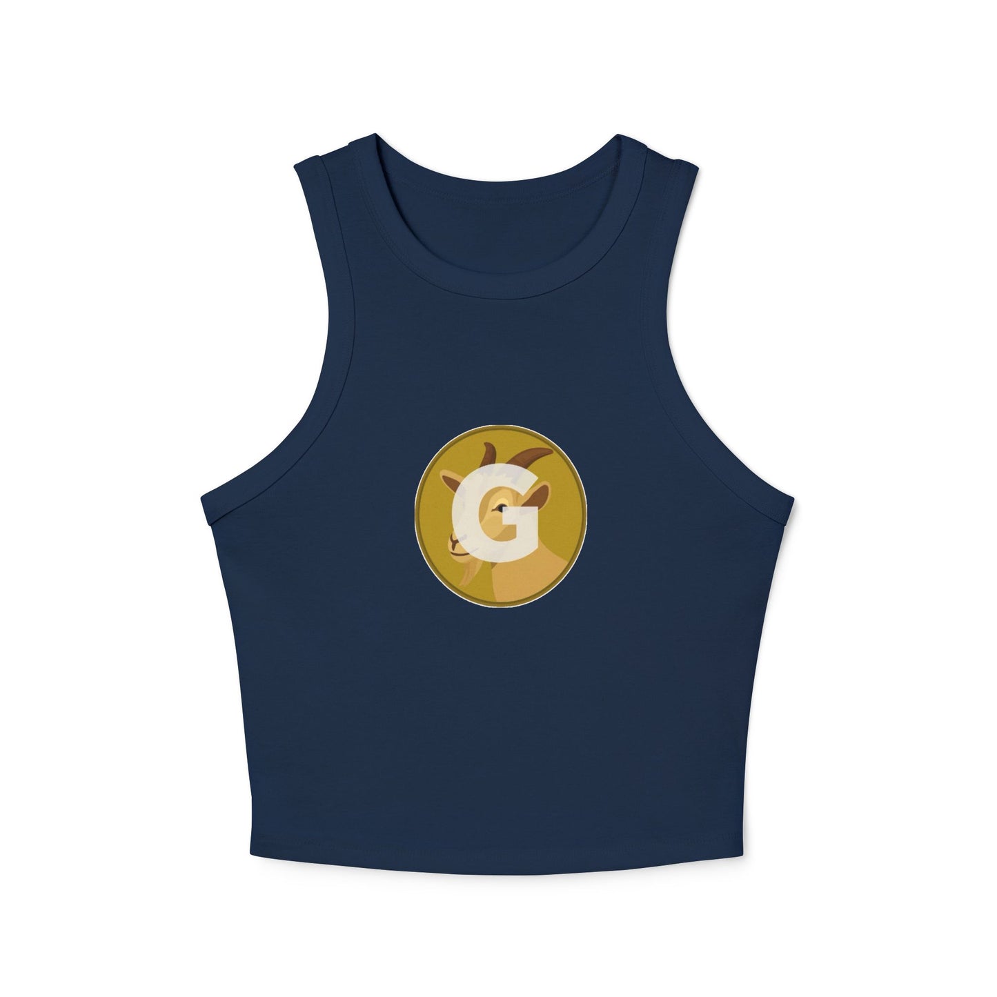 Goat Women's Micro Rib Racer Tank Top with Custom Graphic, Casual Layering Piece, Perfect for Summer, Beach Trips, Festivals, Workout Wear