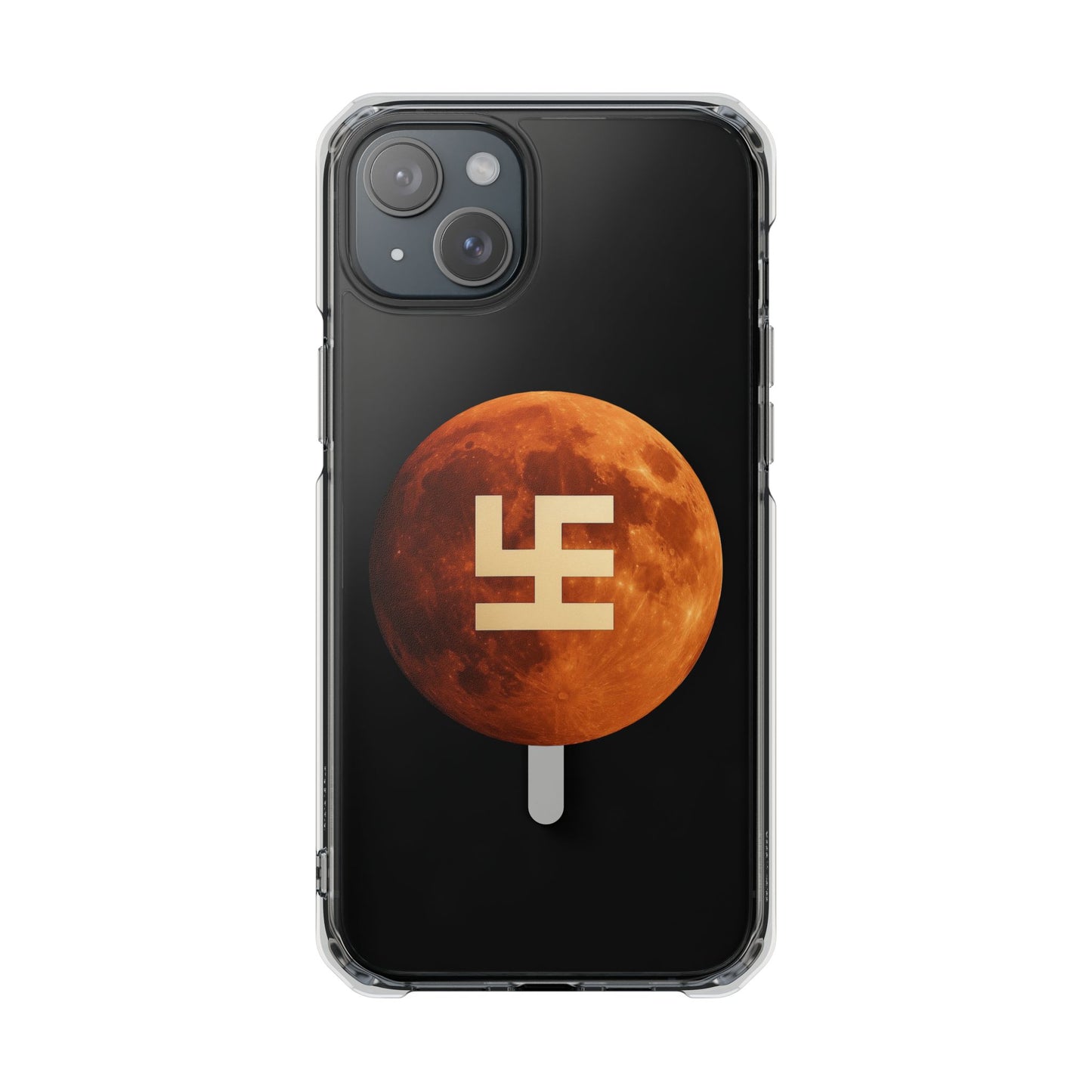 Swasticoin Magnetic Phone Case with Lunar Design, Unique Phone Accessory, Shockproof Clear Case, Stylish Phone Cover, Gift for Tech Lovers