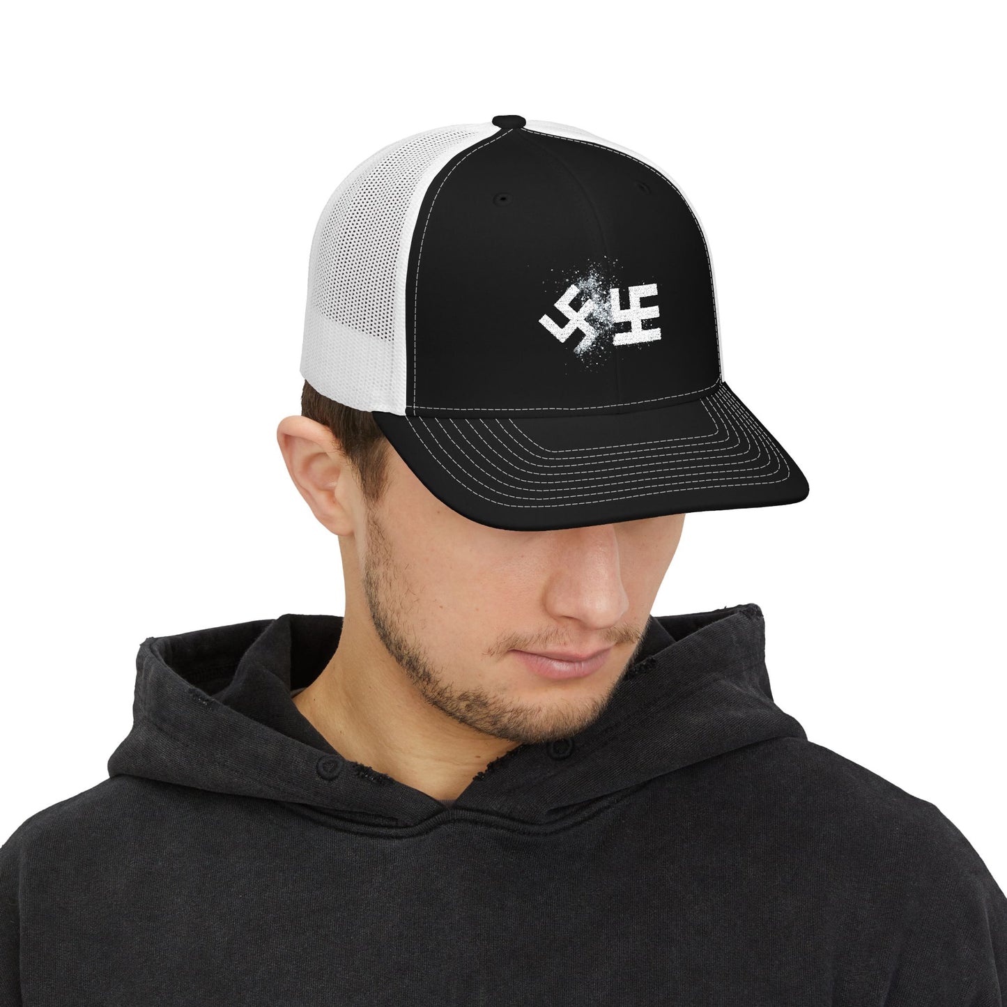 Swasticoin Stylish Embroidered Snapback Trucker Cap - Trendy Hat for Outdoors, Casual Wear, Gift for Him or Her, Adjustable, Unique Design