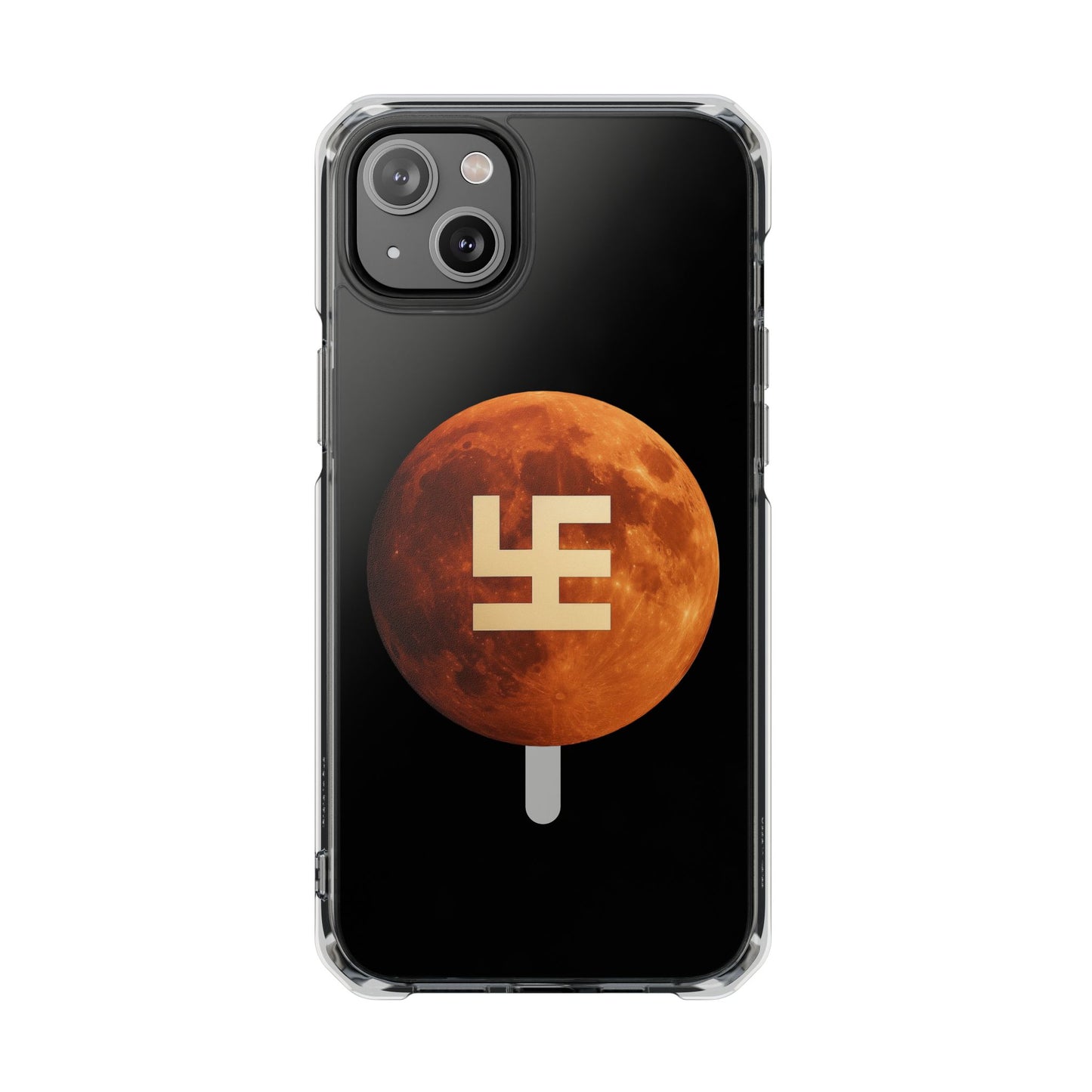 Swasticoin Magnetic Phone Case with Lunar Design, Unique Phone Accessory, Shockproof Clear Case, Stylish Phone Cover, Gift for Tech Lovers