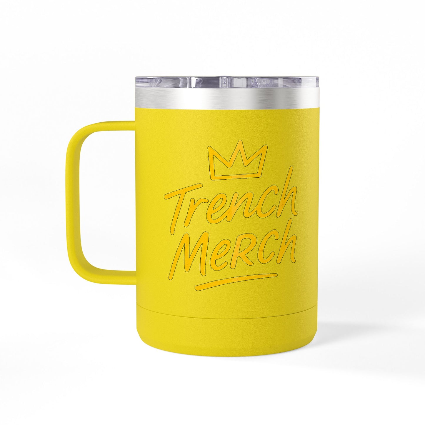 Trench Merch Crown Coffee Mug Tumbler, Perfect for Beach Lovers, Gifts for Friends, Summer Getaways, Adventure Travel, Crown Design