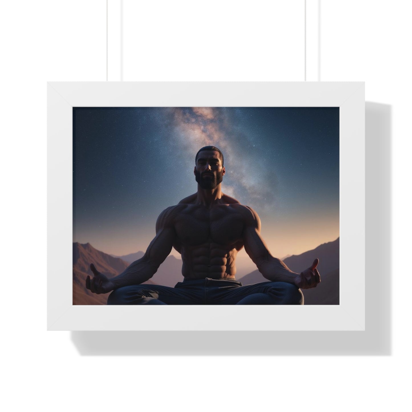 GIGA Meditation Framed Poster, Calm Art, Spiritual Wall Decor, Zen Home Decor, Fitness Motivation, Mindfulness Gift, Inspirational Art