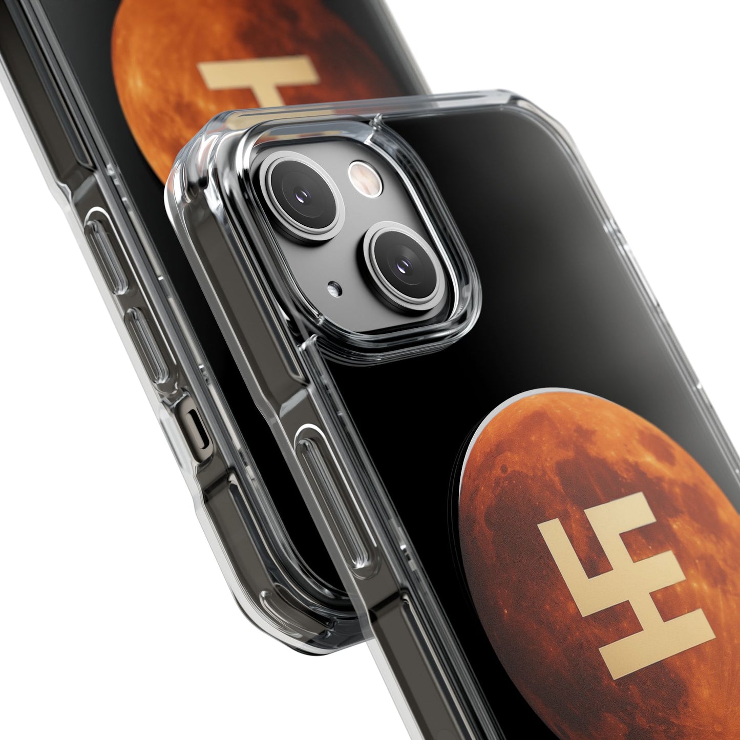 Swasticoin Magnetic Phone Case with Lunar Design, Unique Phone Accessory, Shockproof Clear Case, Stylish Phone Cover, Gift for Tech Lovers