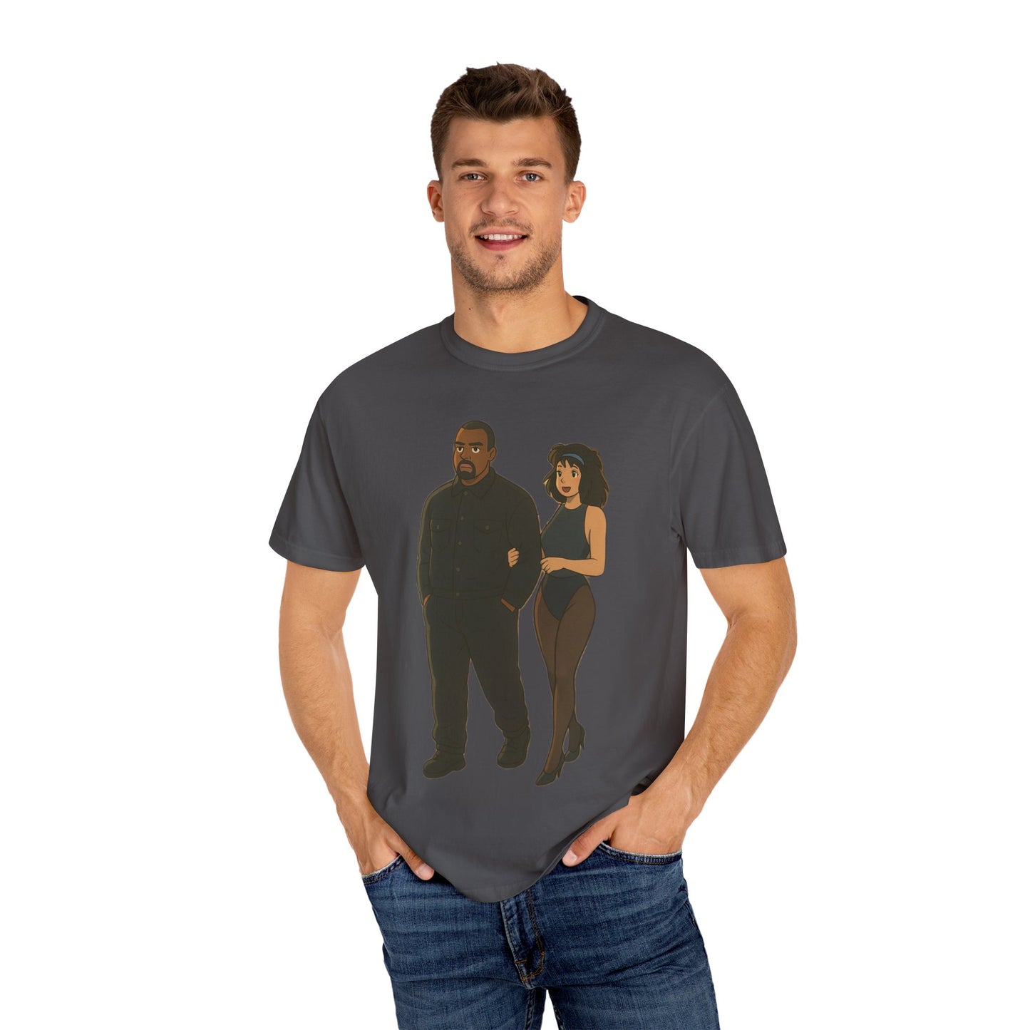 Ye & Bianca Graphic Tee, Trendy Unisex T-shirt, Cartoon Style, Streetwear, Gift for Music Lovers, Casual Fashion