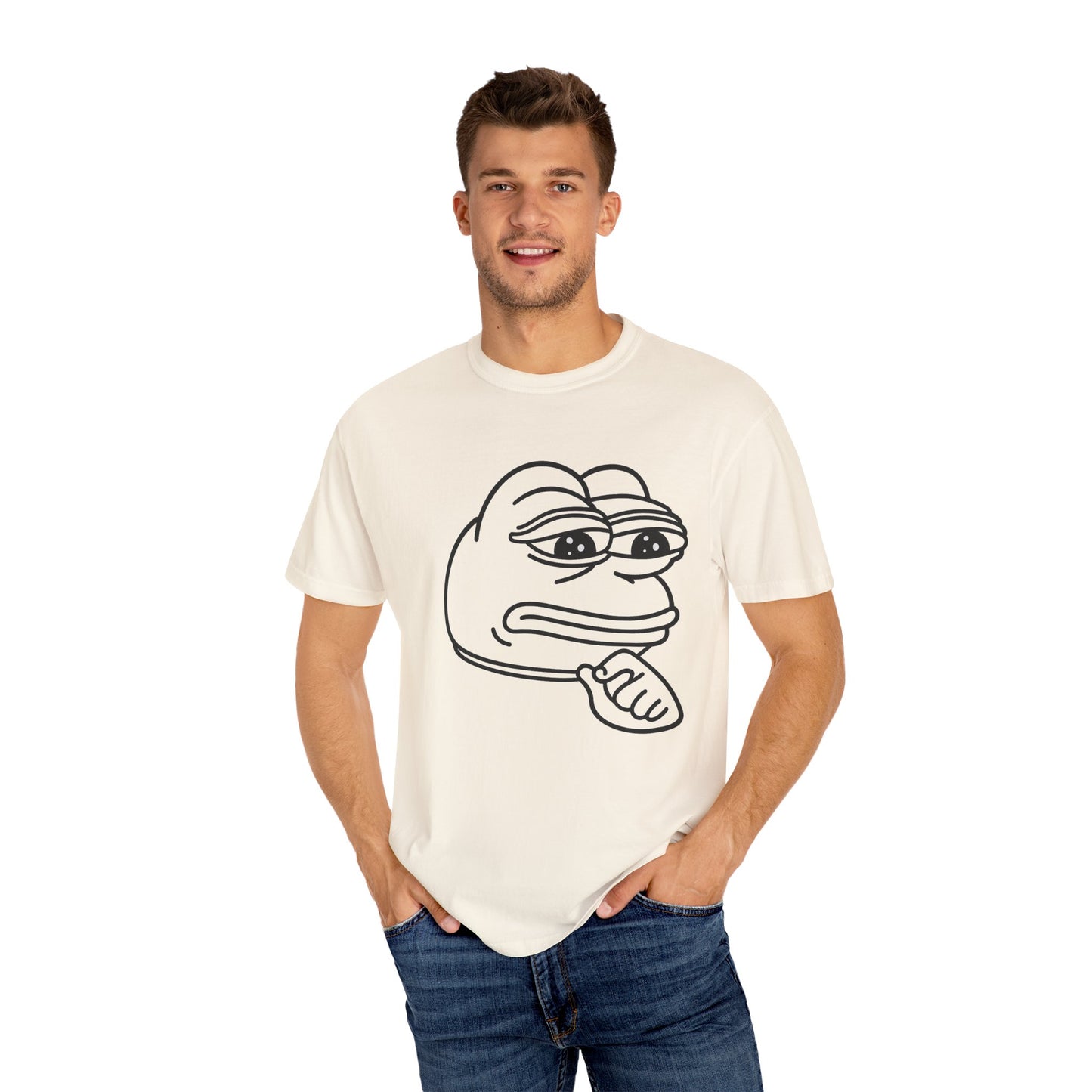 Thoughtful Pepe Unisex T-Shirt, Funny Graphic Tee, Gift for Friends, Casual Wear, Meme Inspired Fashion