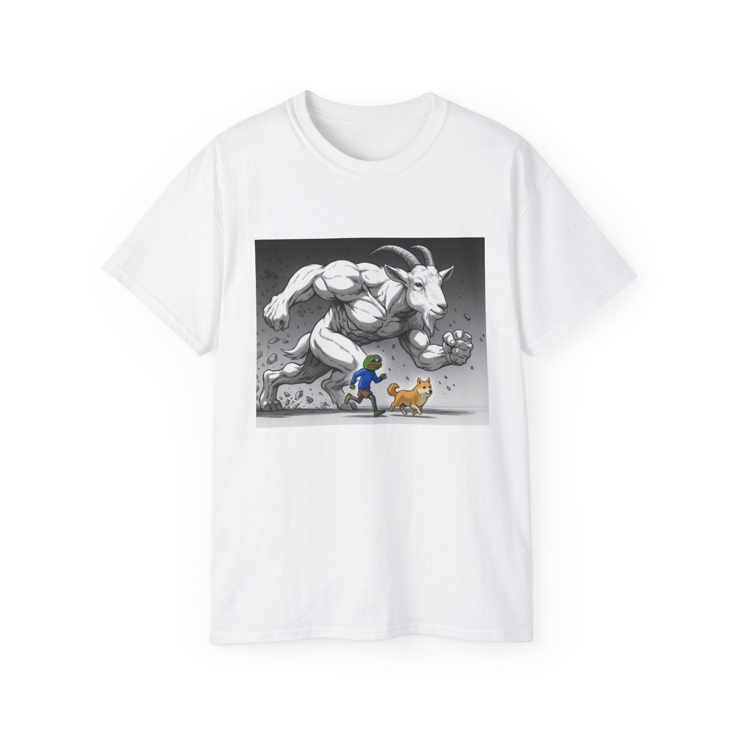 Epic Goat Chase Unisex Tee, Art Tee, Graphic Shirt, Gift for Animal Lovers, Funny T-Shirt, Cartoon Art Tee