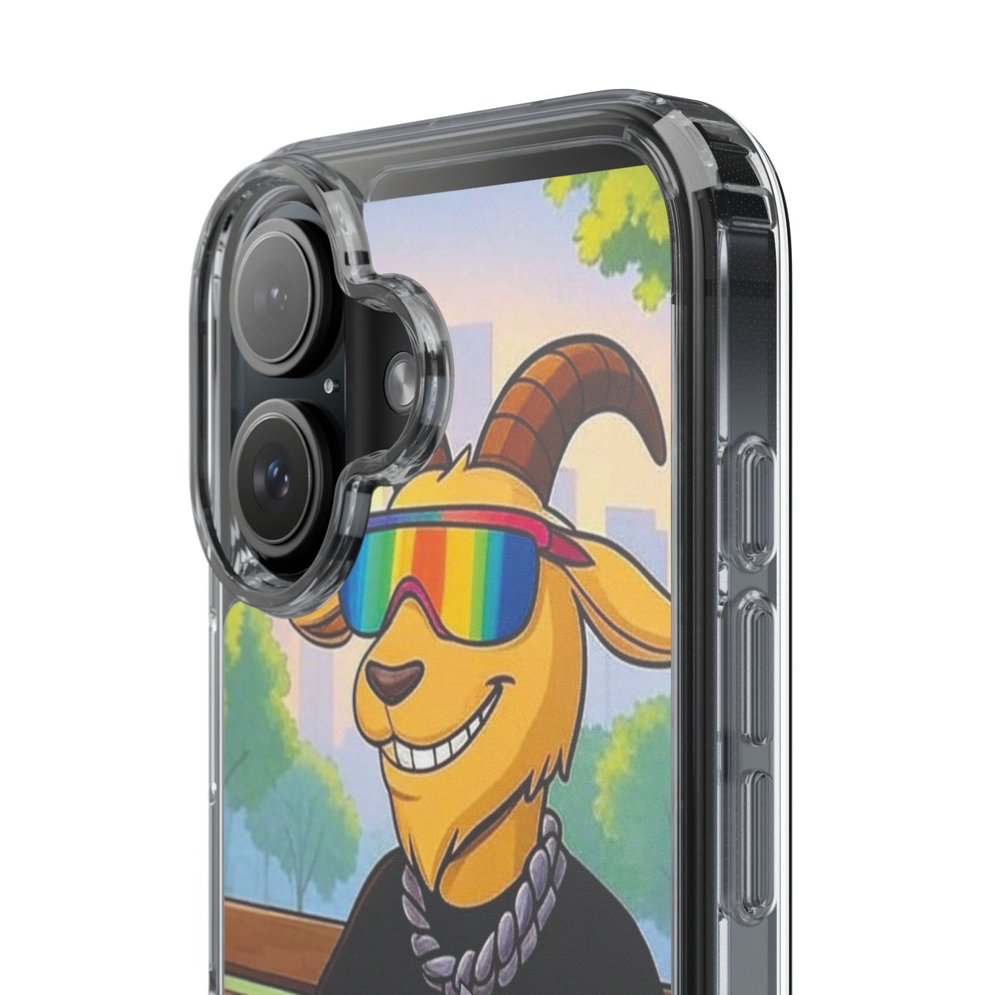 Vibrant Goat Clear Phone Case, Fun Smartphone Cover, Animal Lover Gift, Stylish Tech Accessory, Unique Phone Protection