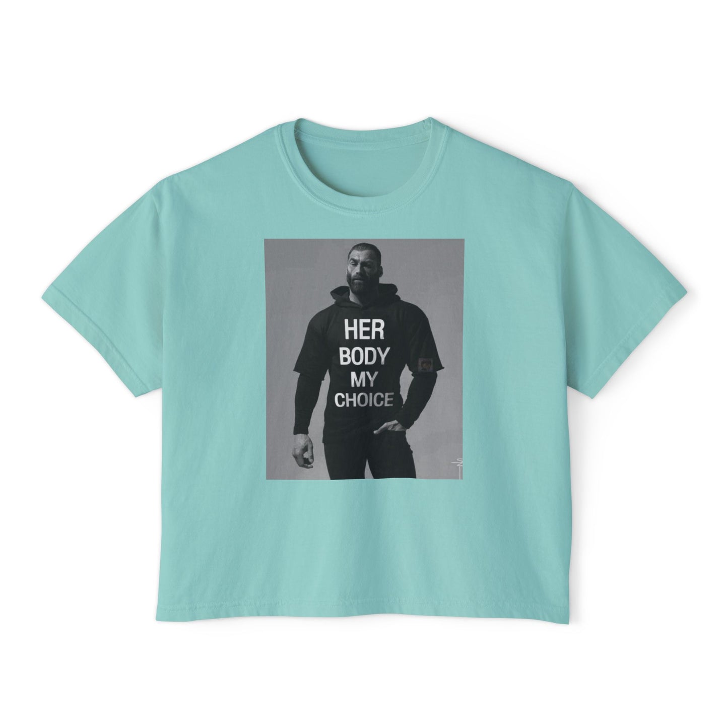 GIGA Empowerment Women's Boxy Tee - Her Body My Choice, Feminist Top, Graphic Tee, Casual Wear, Gift for Activists