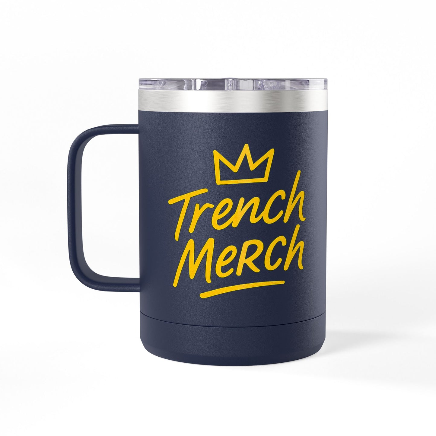 Trench Merch Crown Coffee Mug Tumbler, Perfect for Beach Lovers, Gifts for Friends, Summer Getaways, Adventure Travel, Crown Design