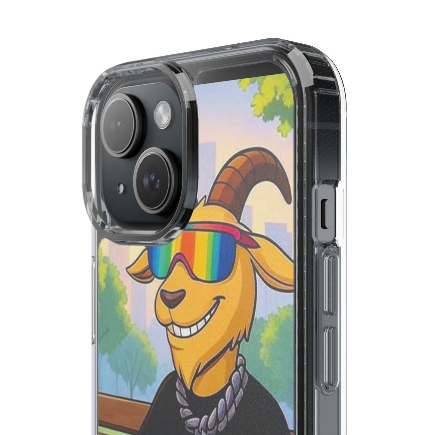 Vibrant Goat Clear Phone Case, Fun Smartphone Cover, Animal Lover Gift, Stylish Tech Accessory, Unique Phone Protection
