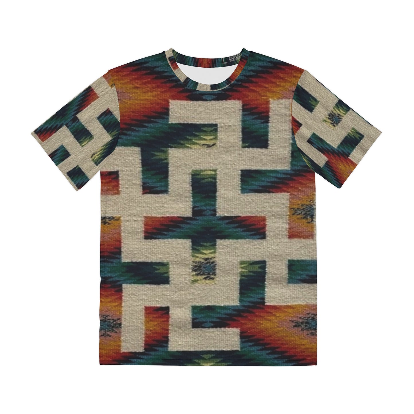 Yei Vibrant Geometric Tee, Boho Poly Tee for Men, Stylish Casual Wear, Unique Pattern Shirt, Summer Festival Outfit, Gift for Him