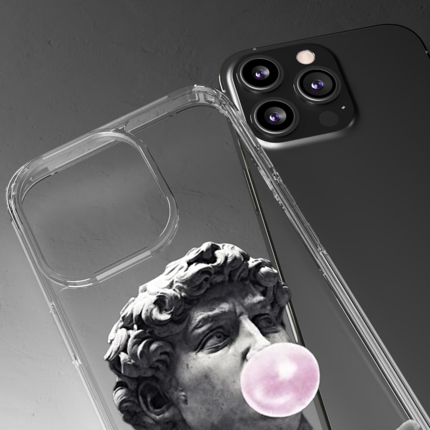 @ye Clear Phone Case with David Statue Design, Modern Phone Accessory for Art Lovers, Unique Gift, Customizable Compatible Soft Case