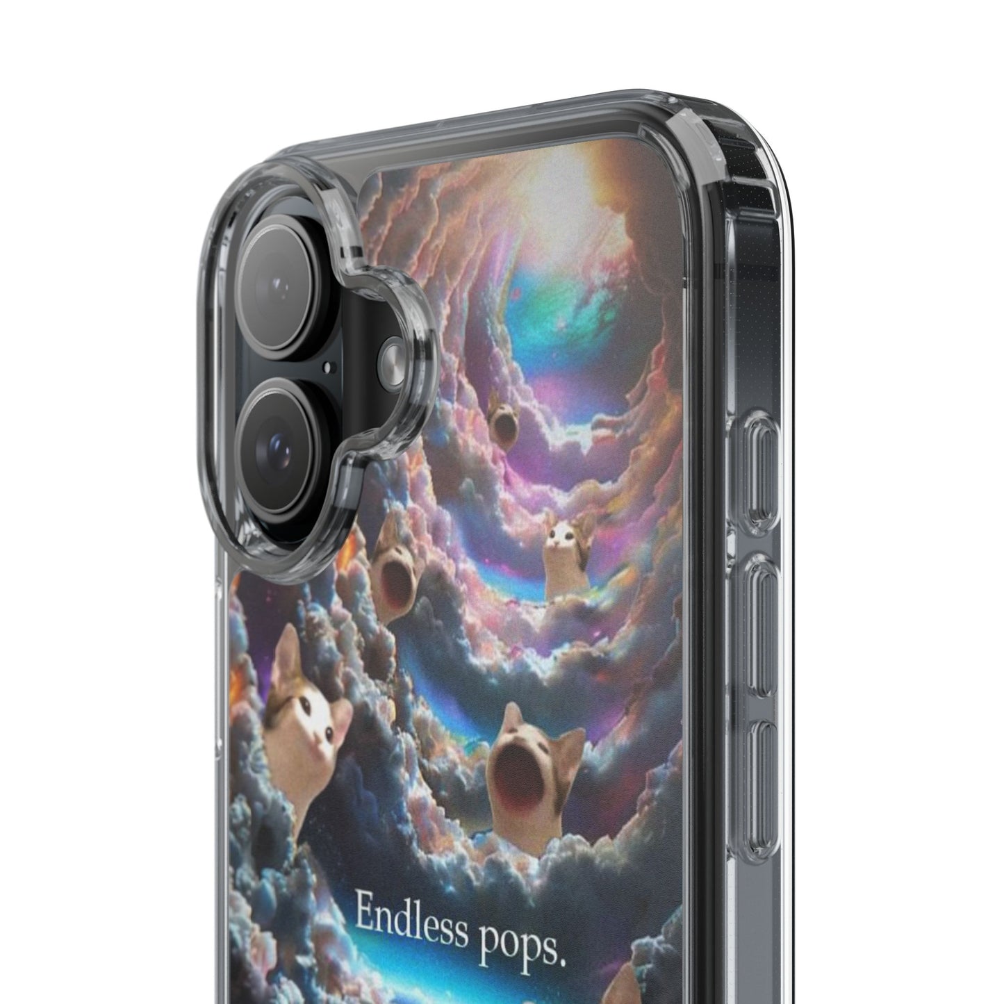 POPCAT Galaxy Cat Clear Phone Case, Cute Animal Phone Cover, Customizable Phone Accessory, Gift for Cat Lovers, Funny Phone Case