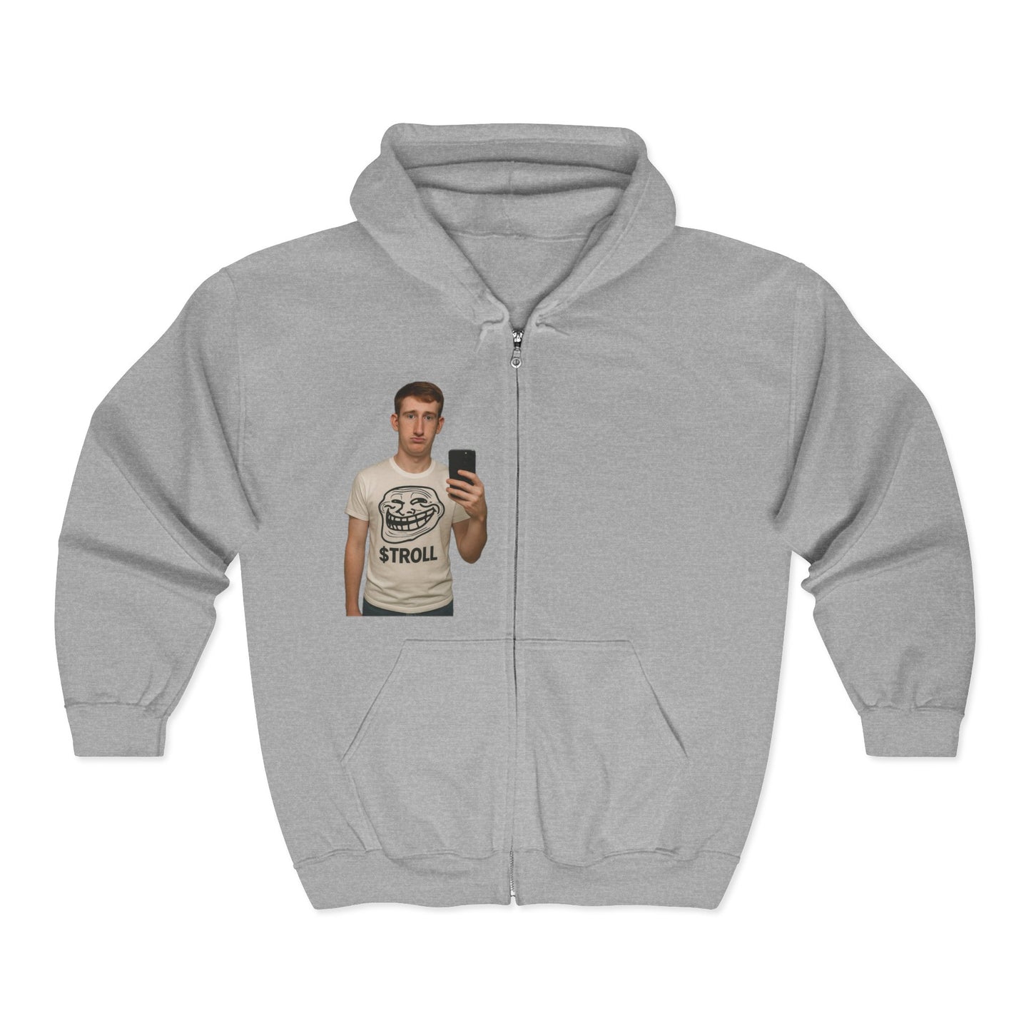 Greg Troll Casual Zip Hoodie for Everyday Style, Unisex Zip Sweatshirt, Comfy Hoodie for Relaxation, Trendy Zip-Up for All Seasons, Gift for Friends