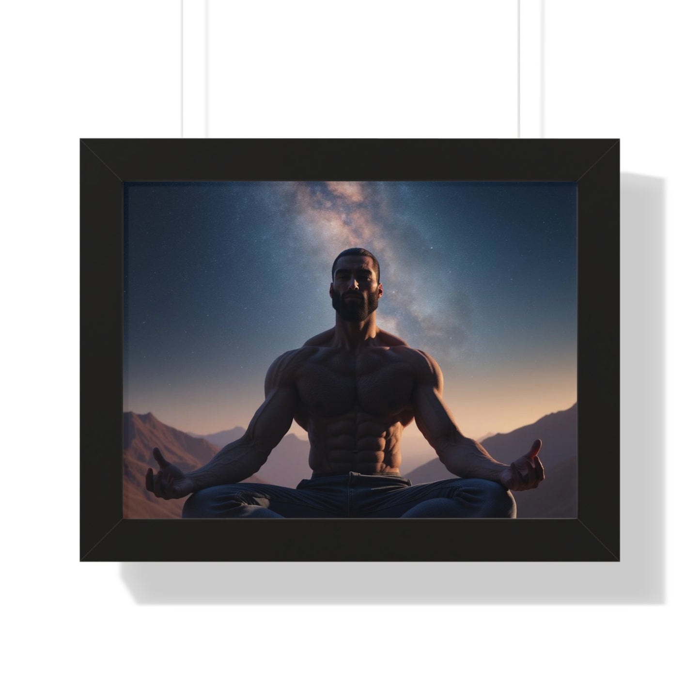 GIGA Meditation Framed Poster, Calm Art, Spiritual Wall Decor, Zen Home Decor, Fitness Motivation, Mindfulness Gift, Inspirational Art