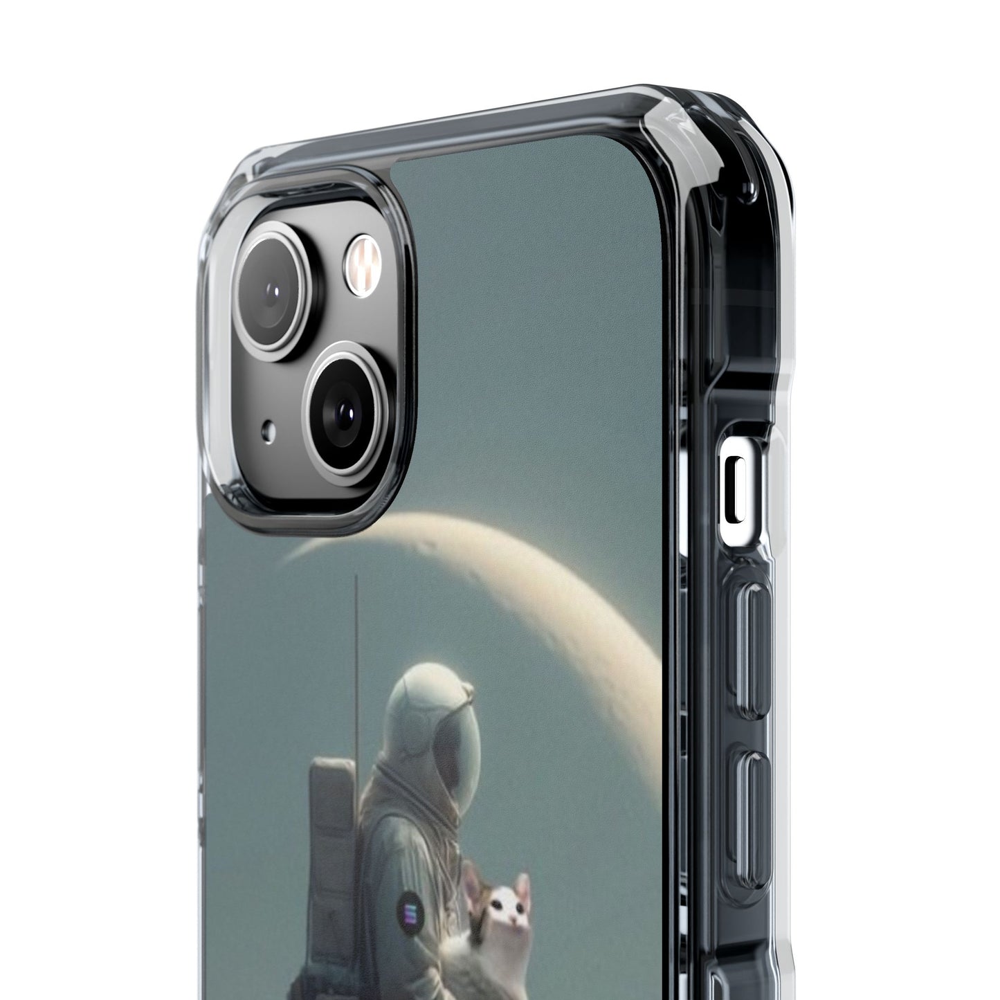 POPCAT Astronaut Phone Case, Clear Impact Case, Unique Galaxy Art Cover, Gift for Space Lovers, Cute Cat and Space Theme, Eco-Friendly