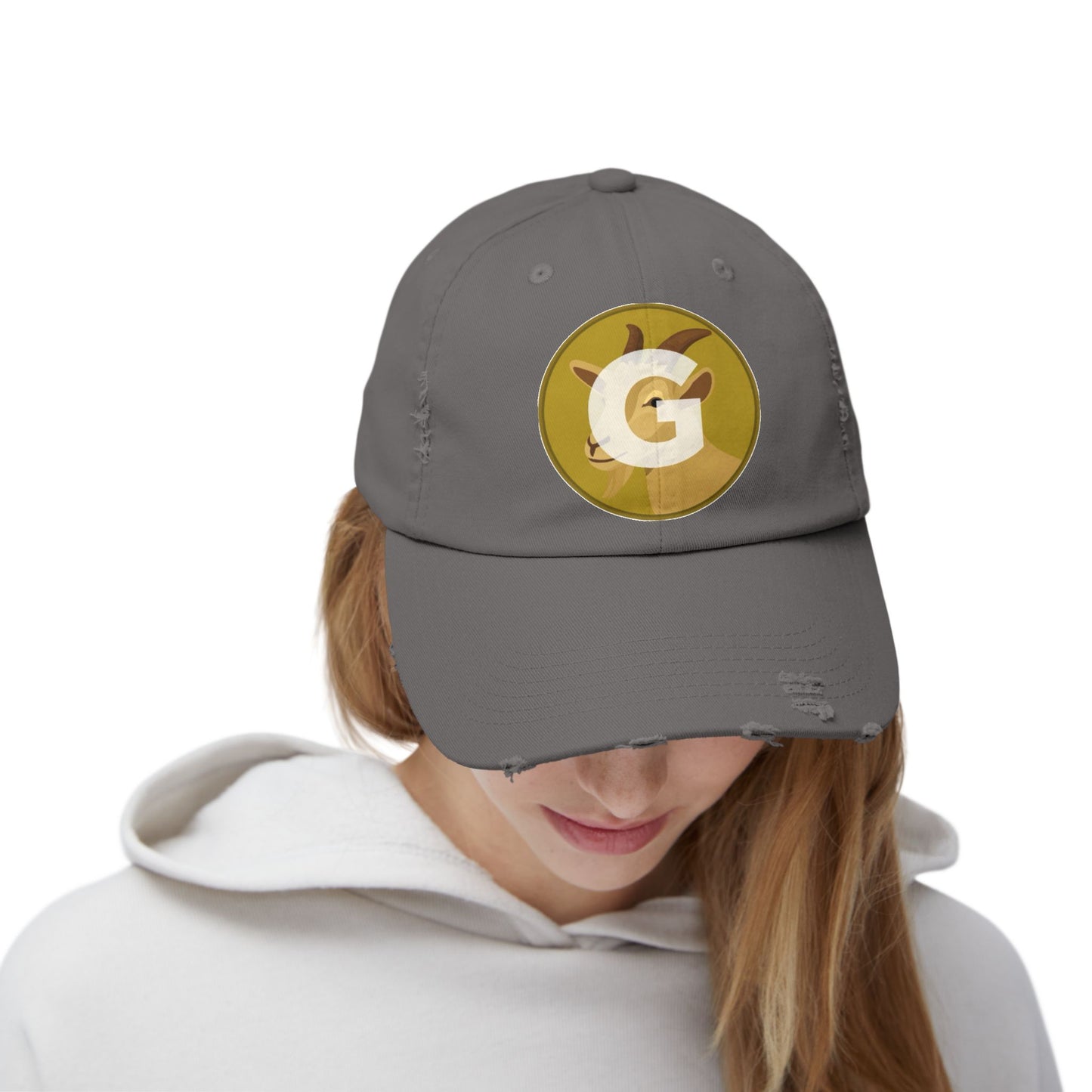 Goat Unisex Distressed Cap with G Logo, Casual Hat, Trendy Apparel, Gift for Him/Her, Summer Accessory, Sportswear