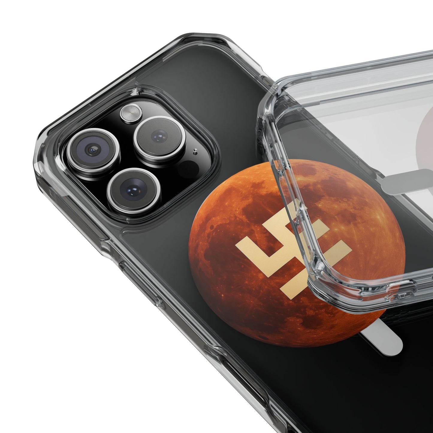 Swasticoin Magnetic Phone Case with Lunar Design, Unique Phone Accessory, Shockproof Clear Case, Stylish Phone Cover, Gift for Tech Lovers