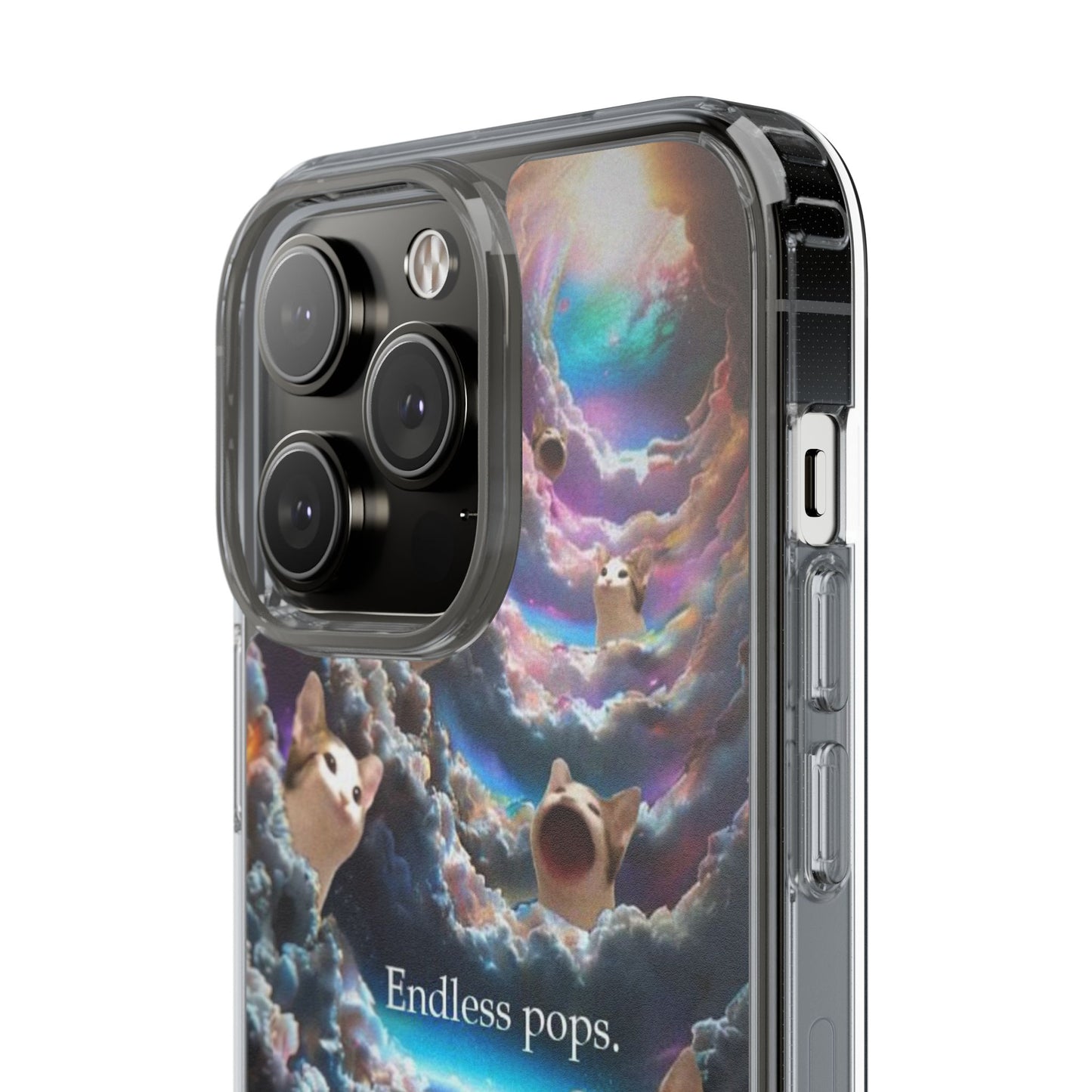 POPCAT Galaxy Cat Clear Phone Case, Cute Animal Phone Cover, Customizable Phone Accessory, Gift for Cat Lovers, Funny Phone Case