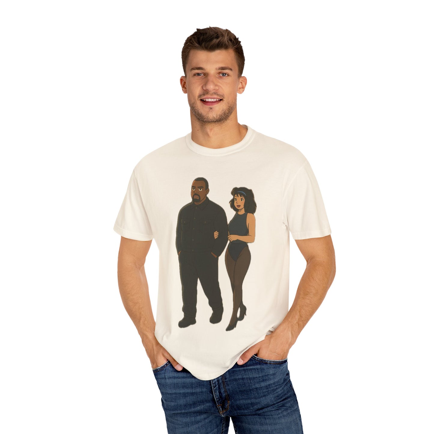 Ye & Bianca Graphic Tee, Trendy Unisex T-shirt, Cartoon Style, Streetwear, Gift for Music Lovers, Casual Fashion