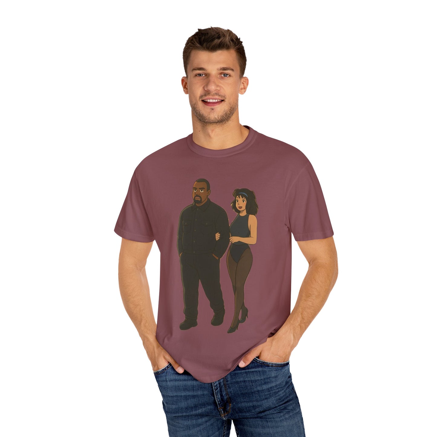 Ye & Bianca Graphic Tee, Trendy Unisex T-shirt, Cartoon Style, Streetwear, Gift for Music Lovers, Casual Fashion