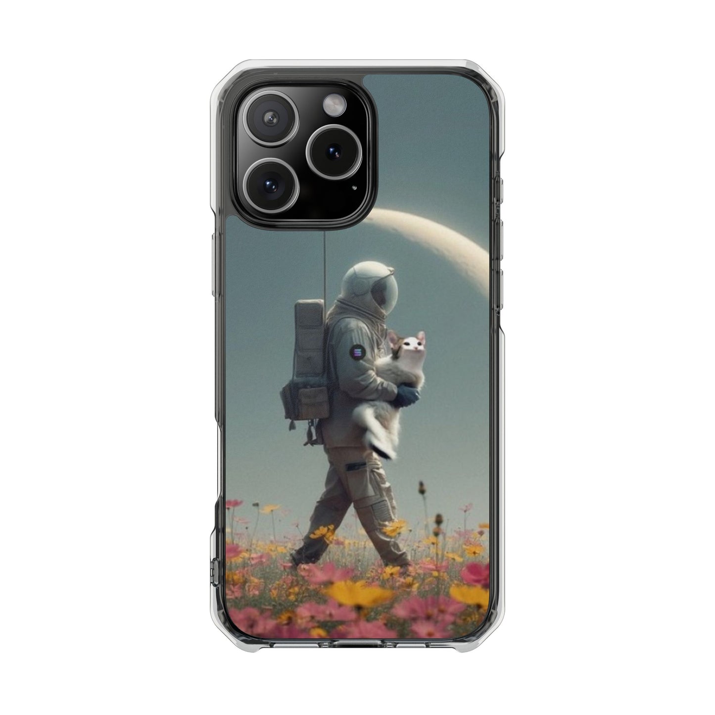 POPCAT Astronaut Phone Case, Clear Impact Case, Unique Galaxy Art Cover, Gift for Space Lovers, Cute Cat and Space Theme, Eco-Friendly