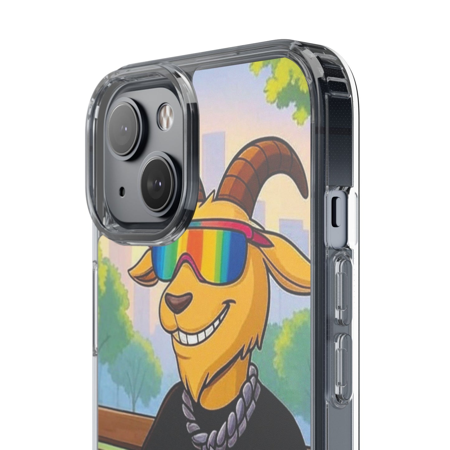 Vibrant Goat Clear Phone Case, Fun Smartphone Cover, Animal Lover Gift, Stylish Tech Accessory, Unique Phone Protection