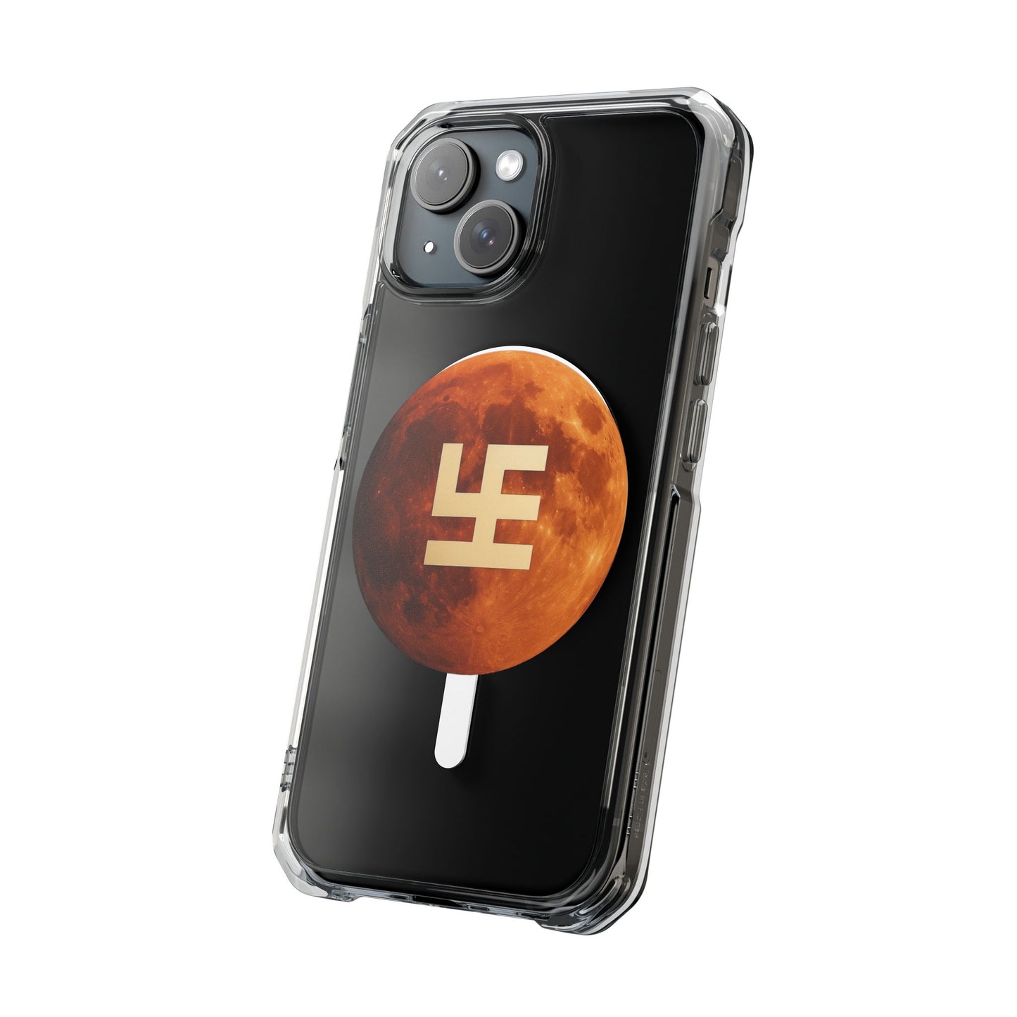 Swasticoin Magnetic Phone Case with Lunar Design, Unique Phone Accessory, Shockproof Clear Case, Stylish Phone Cover, Gift for Tech Lovers