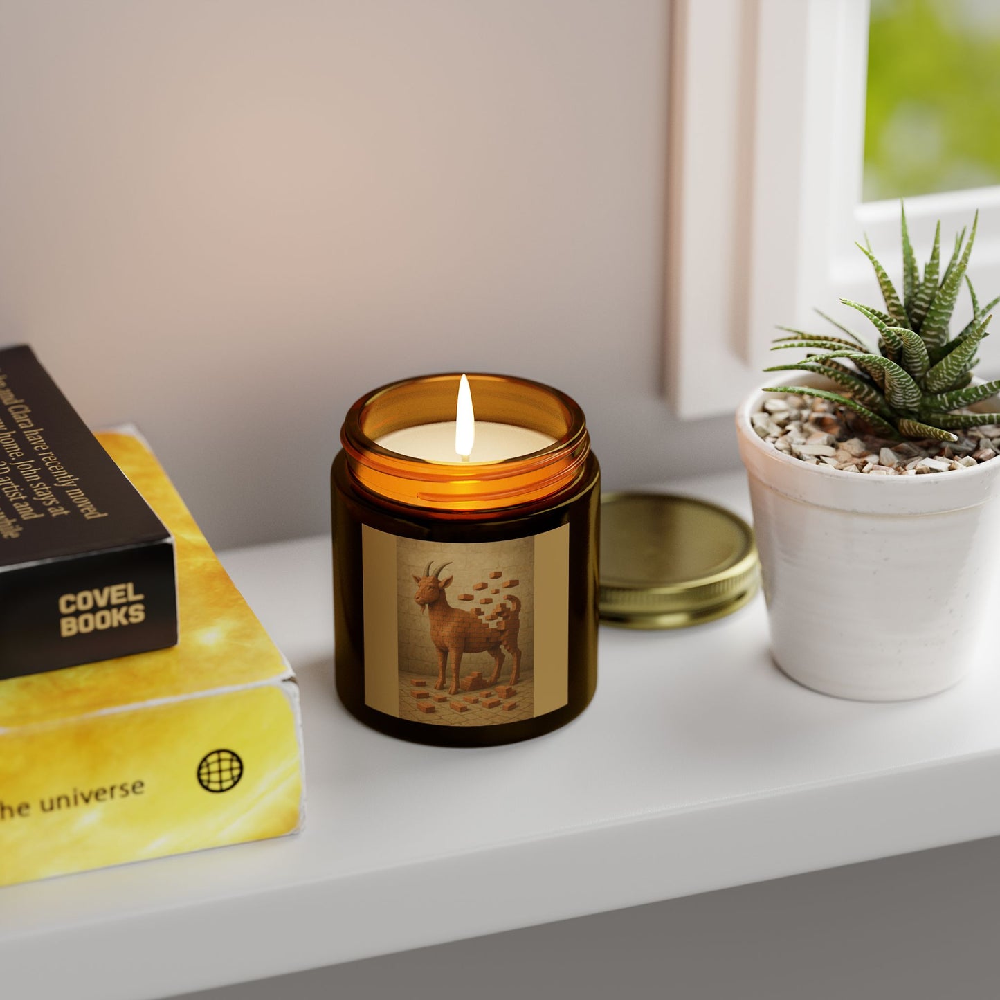 Bricked Goat. Coconut Apricot Scented Candle, Cozy Home Decor, Goat Design Candle, Aromatherapy Gift, Unique Gift Idea, Relaxation Product