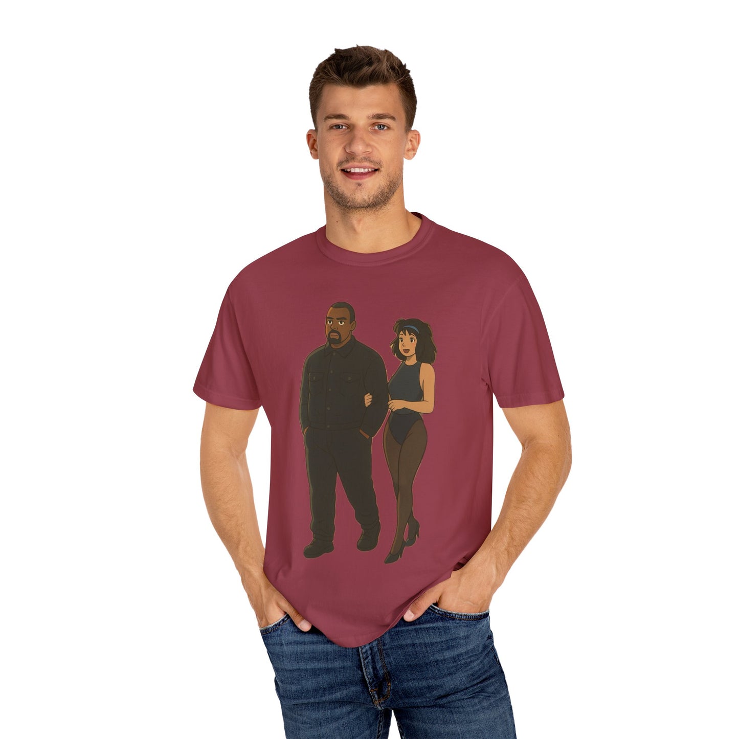 Ye & Bianca Graphic Tee, Trendy Unisex T-shirt, Cartoon Style, Streetwear, Gift for Music Lovers, Casual Fashion