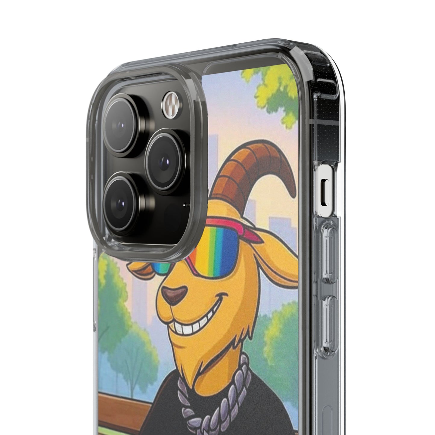 Vibrant Goat Clear Phone Case, Fun Smartphone Cover, Animal Lover Gift, Stylish Tech Accessory, Unique Phone Protection