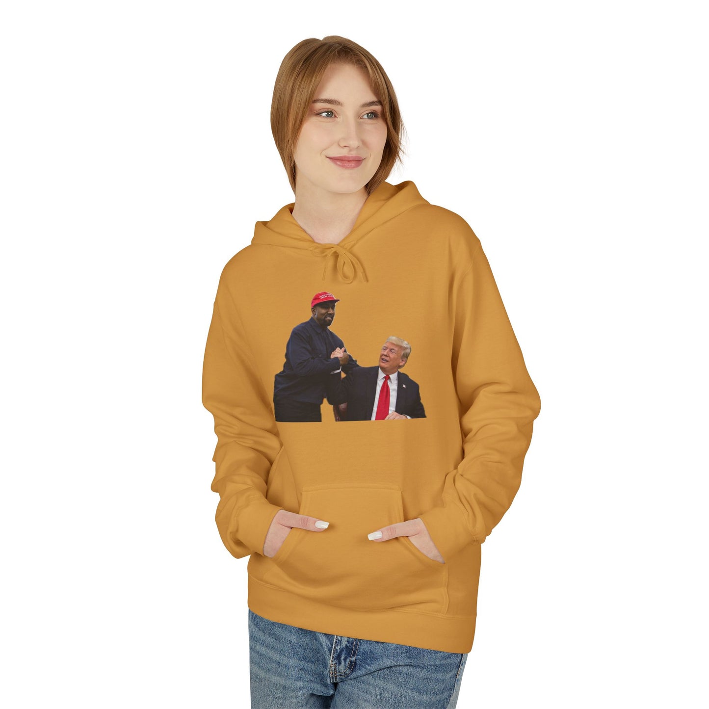 Ye & DJT Funny Political Fleece Hoodie, Unisex Softstyle Hoodie, Gift for Political Humor, Casual Wear, Election Day Apparel, Meme Clothing