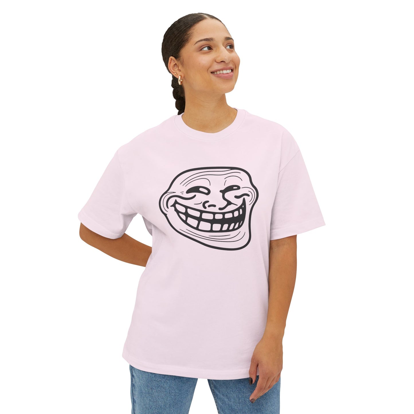 TROLL Funny Graphic Tee, Unisex Oversized Boxy Tee with Troll Face Design, Casual Wear, Gift for Friends, Humor Shirt, Comfortable Everyday Wear