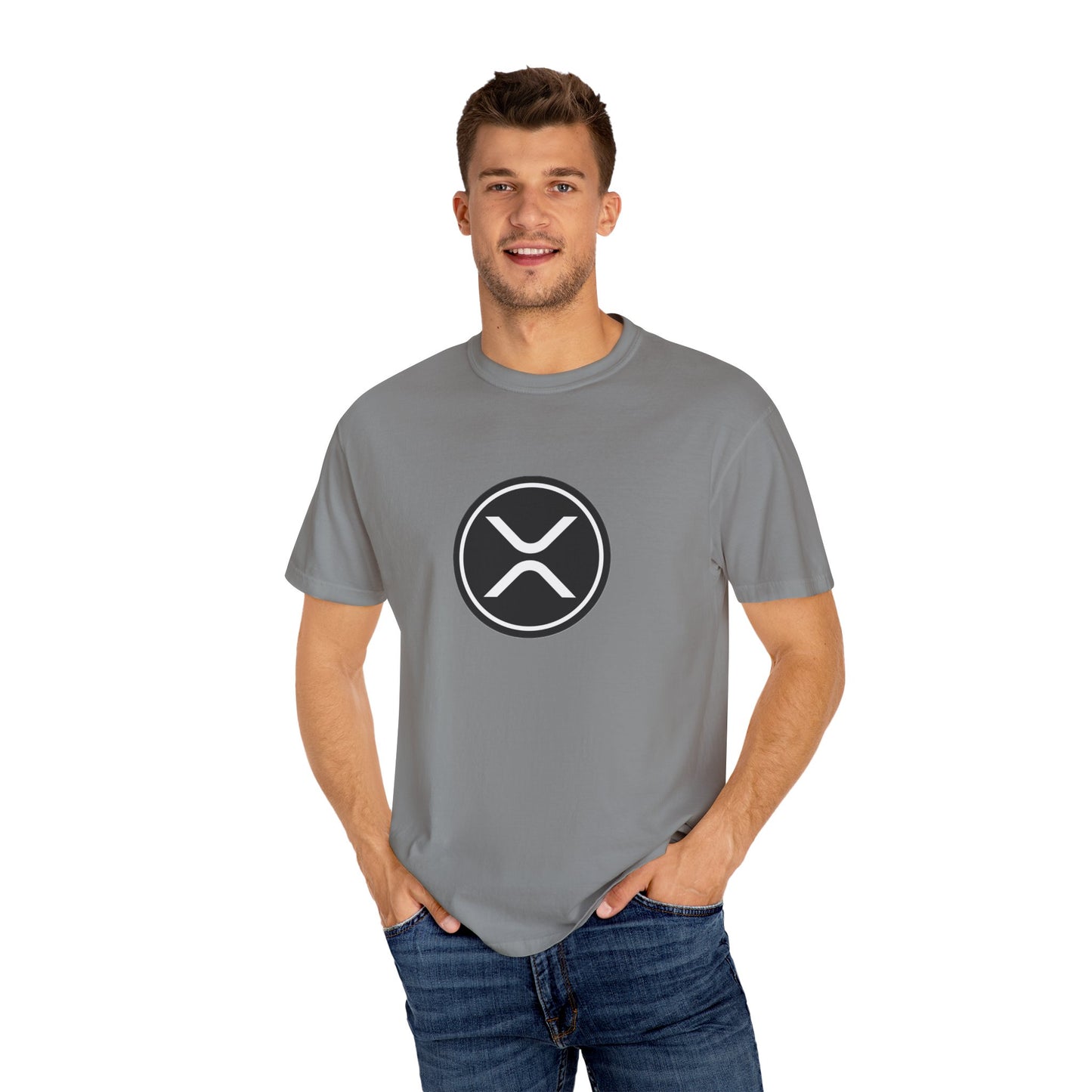 XRP Unisex Garment-Dyed T-Shirt with Minimalist Logo, Stylish Casual Wear, Perfect for Gifts, Everyday Comfort, Cool Streetwear