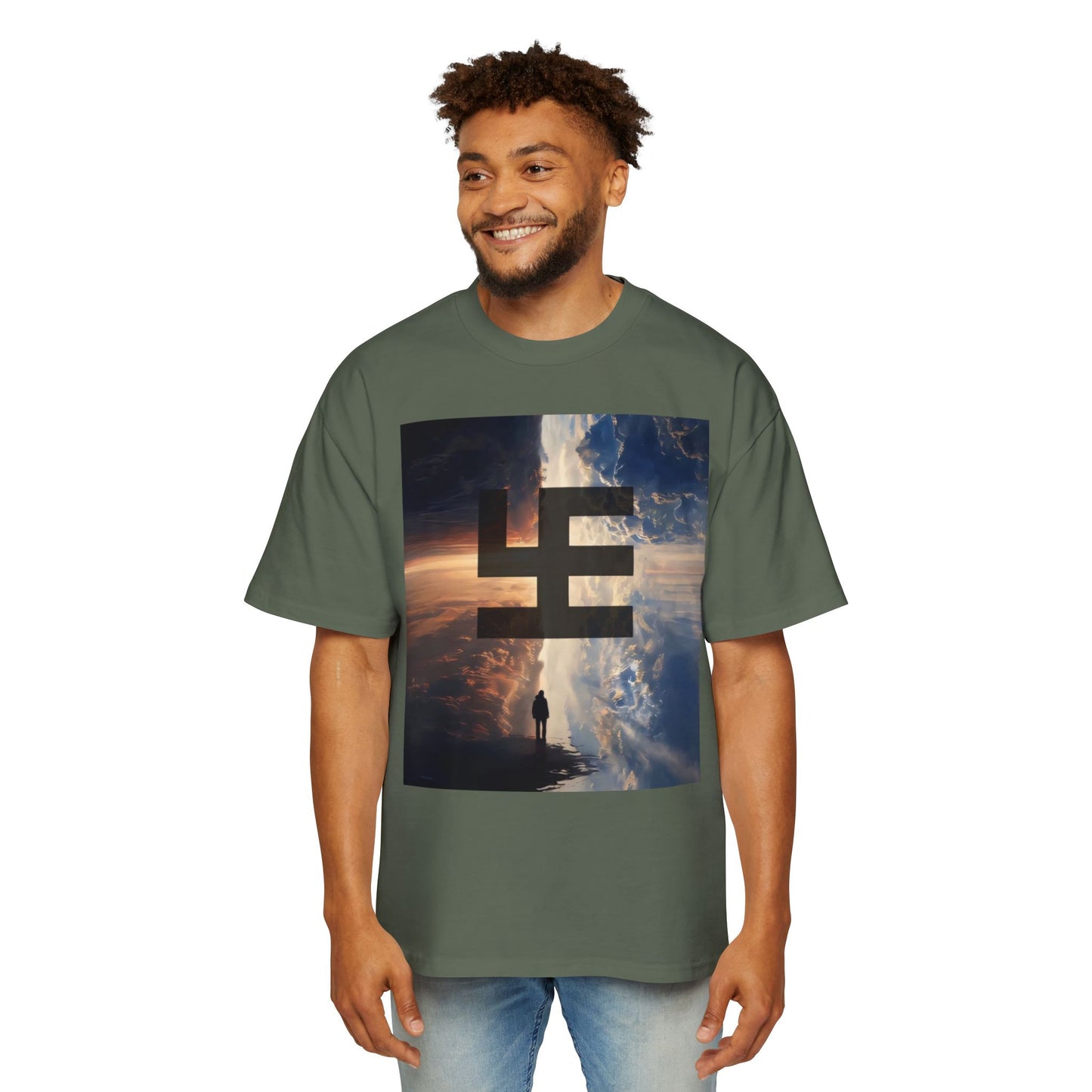 Swasticoin Men's Heavy Oversized Tee with Eye-Catching Design | Casual Wear, Graphic Tee, Street Style, Unisex Fashion, Gift Idea