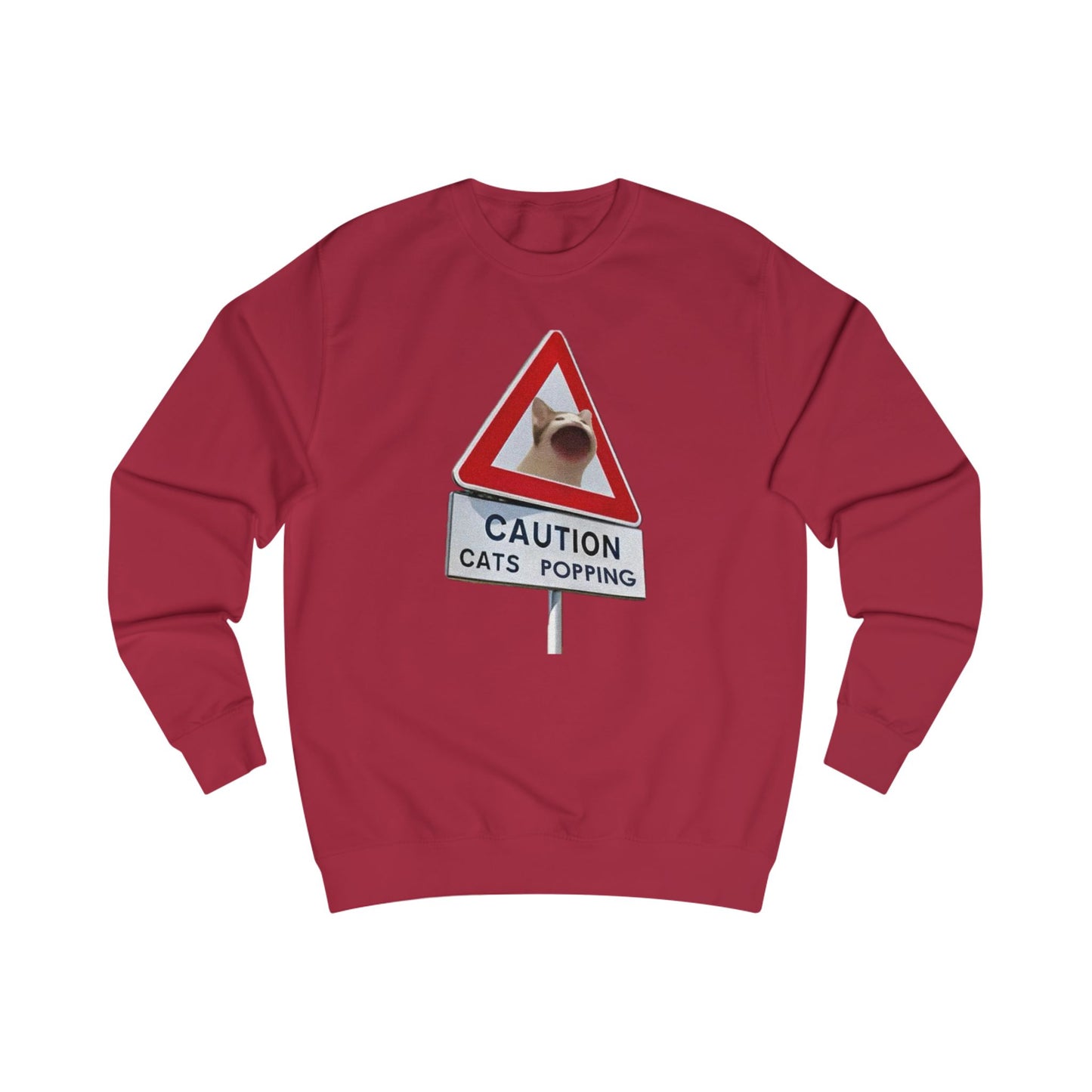 POPCAT Caution Cats Popping Sweatshirt | Fun Unisex Pullover | Cat Lover Gift, Quirky Humor Apparel, Cute Animal Shirt, Cozy Lounge Wear