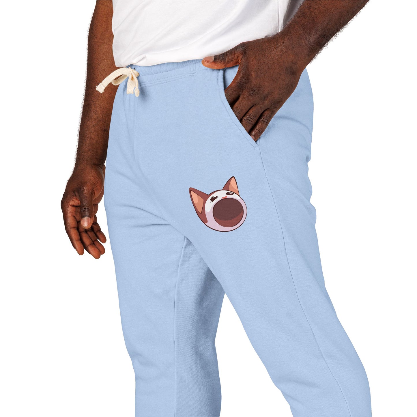 POPCAT Cozy Fleece Sweatpants, Comfortable Lounge Pants, Gift for Cat Lovers, Relaxing Home Wear, Unisex Joggers