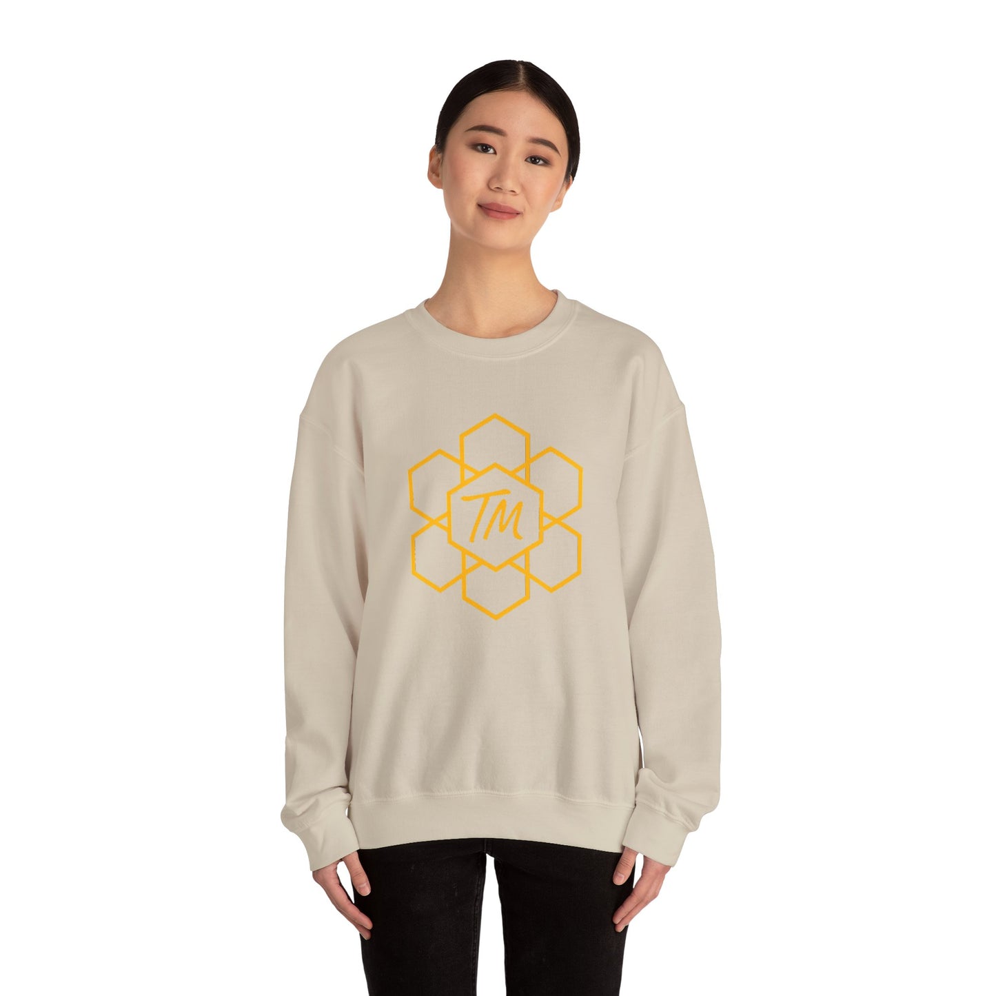 Trench Merch Stylish Honeycomb Crewneck Sweatshirt, Cozy Unisex Sweatshirt, Casual Fall Apparel, Gift for Honey Lovers, Trendy Weekend Wear