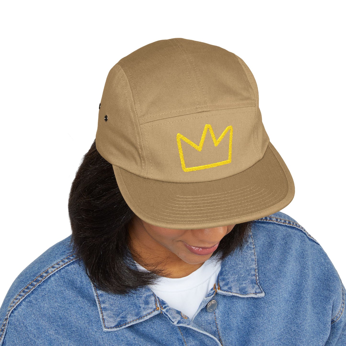 Trench Merch Embroidered 5 Panel Cap with Crown Design - Casual Streetwear Hat, Summer Accessory, Gift for Him/Her, Festival Headwear, Unisex Cap
