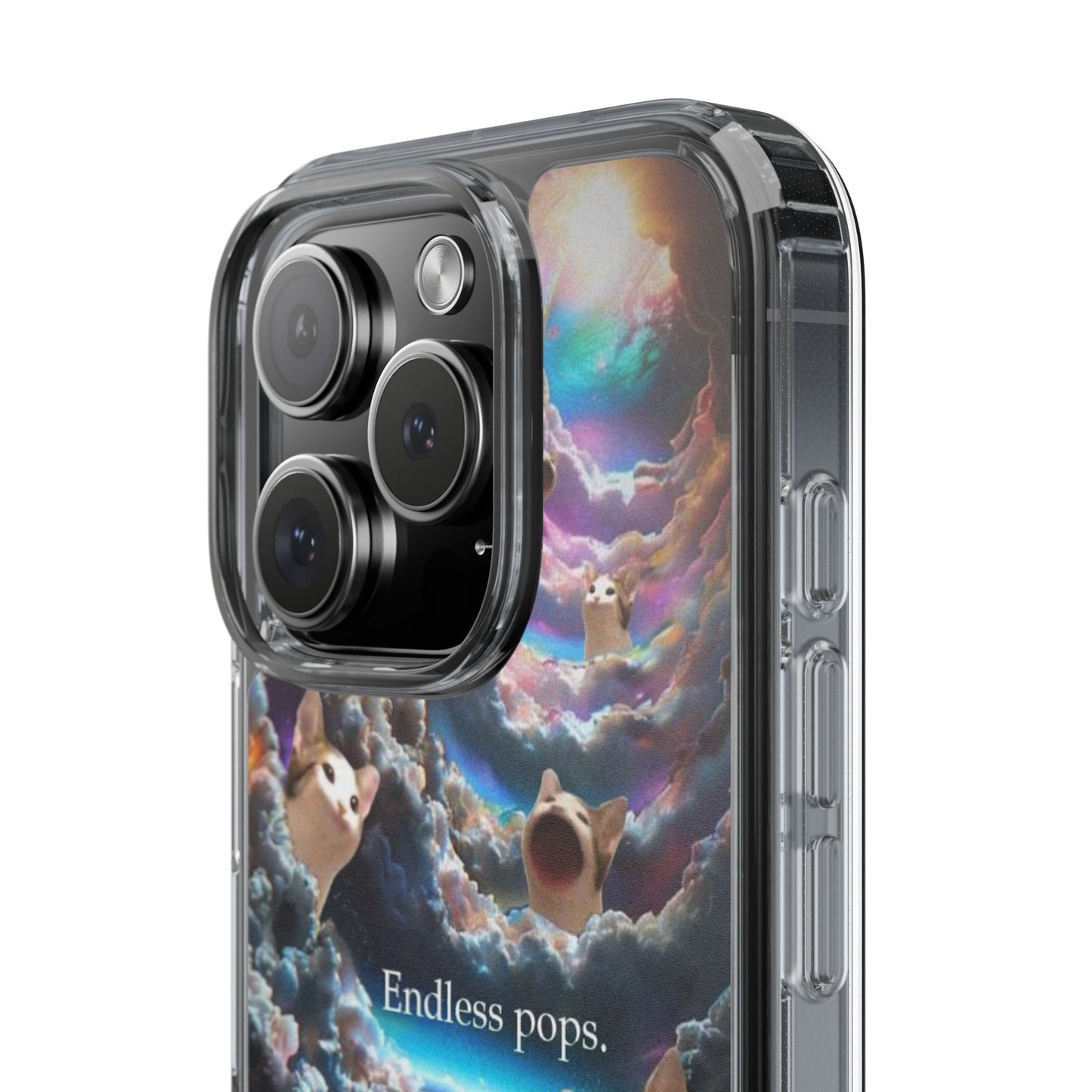 POPCAT Galaxy Cat Clear Phone Case, Cute Animal Phone Cover, Customizable Phone Accessory, Gift for Cat Lovers, Funny Phone Case