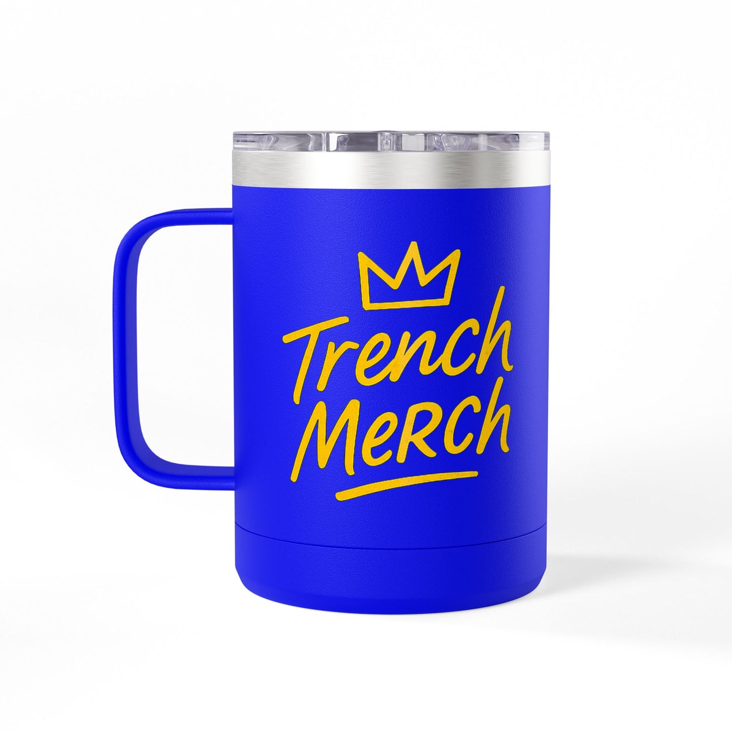 Trench Merch Crown Coffee Mug Tumbler, Perfect for Beach Lovers, Gifts for Friends, Summer Getaways, Adventure Travel, Crown Design