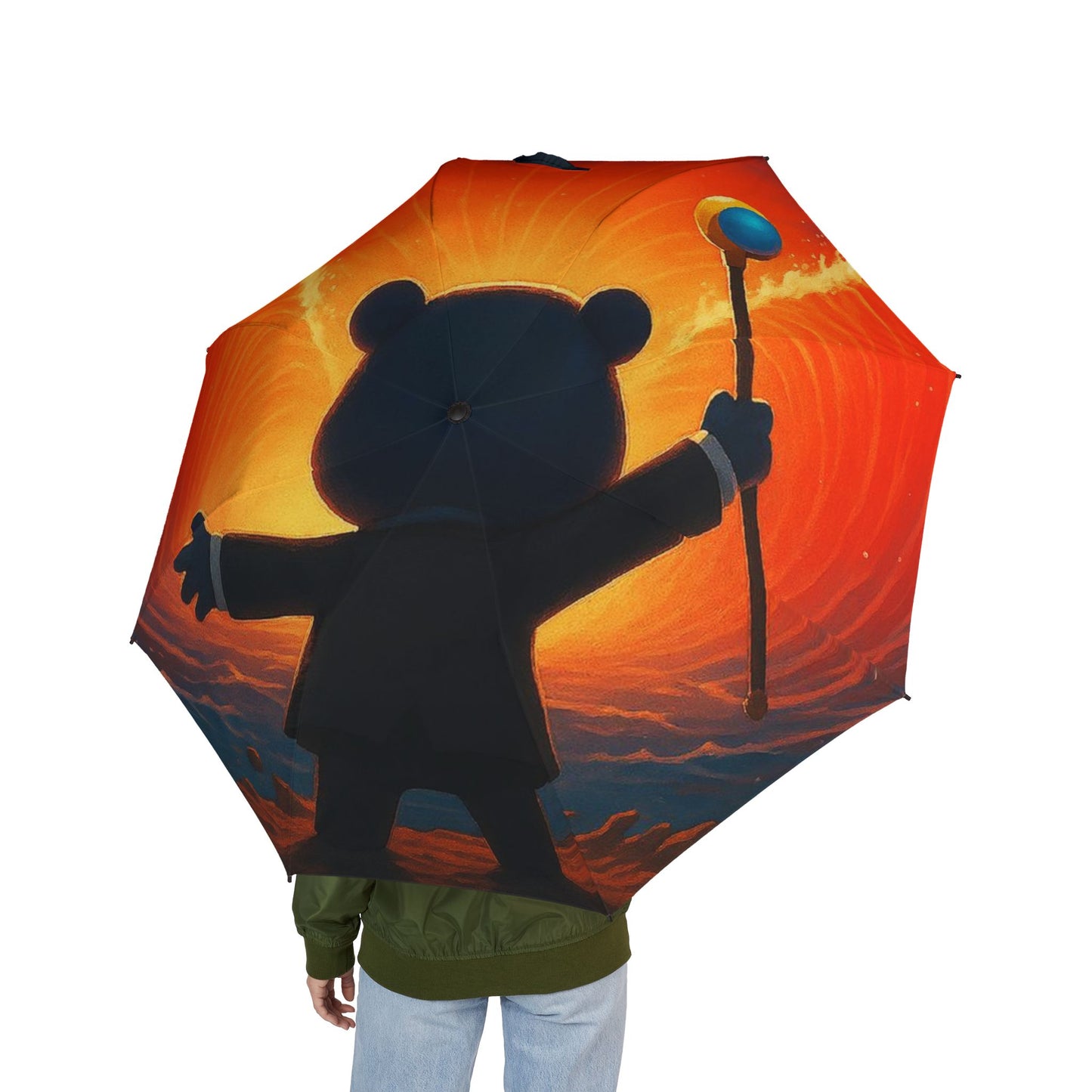 4NBT Vibrant Bear Design Umbrella - Perfect for Rainy Days, Gifts, Outdoor Adventures, Travel Essentials, Kids & Adults