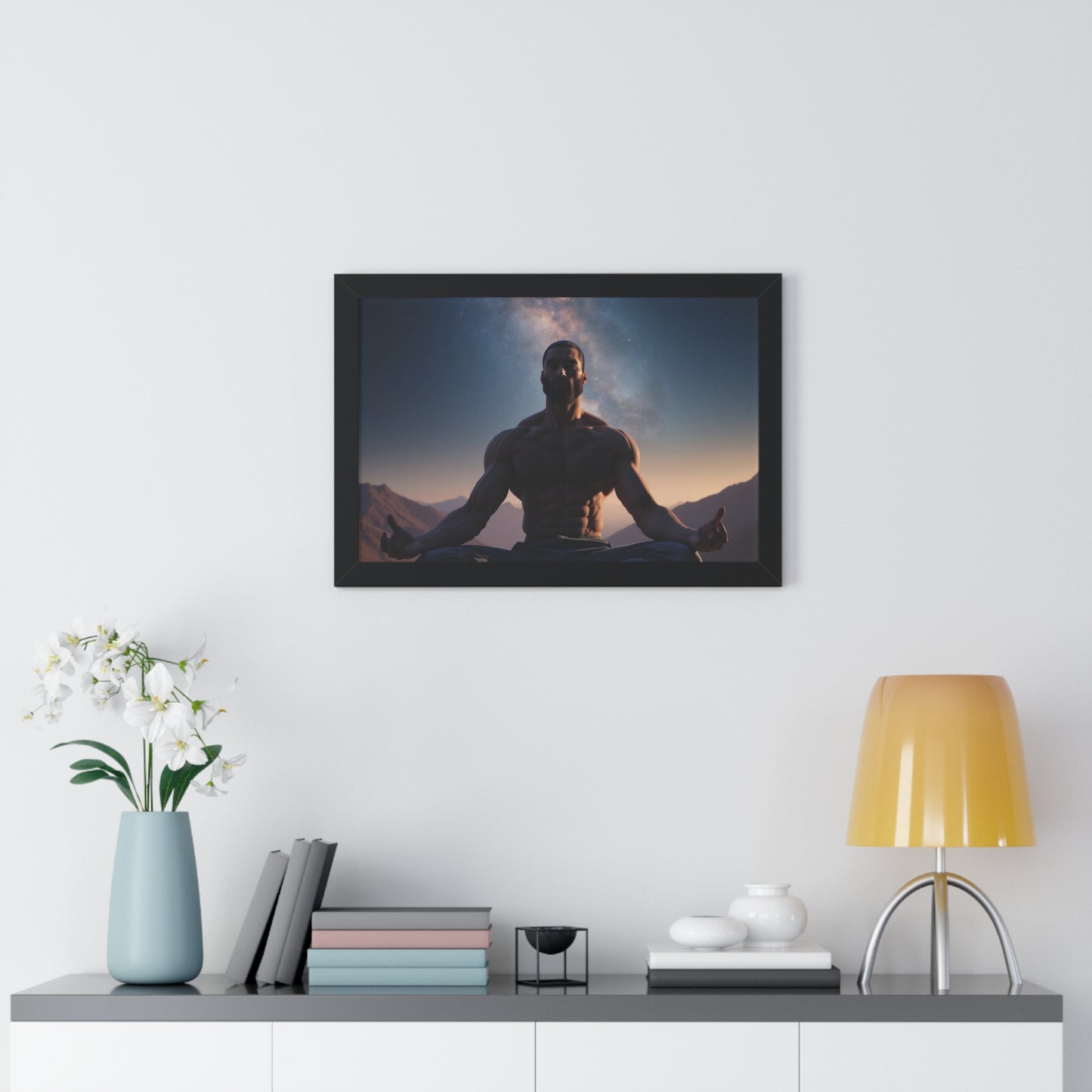GIGA Meditation Framed Poster, Calm Art, Spiritual Wall Decor, Zen Home Decor, Fitness Motivation, Mindfulness Gift, Inspirational Art
