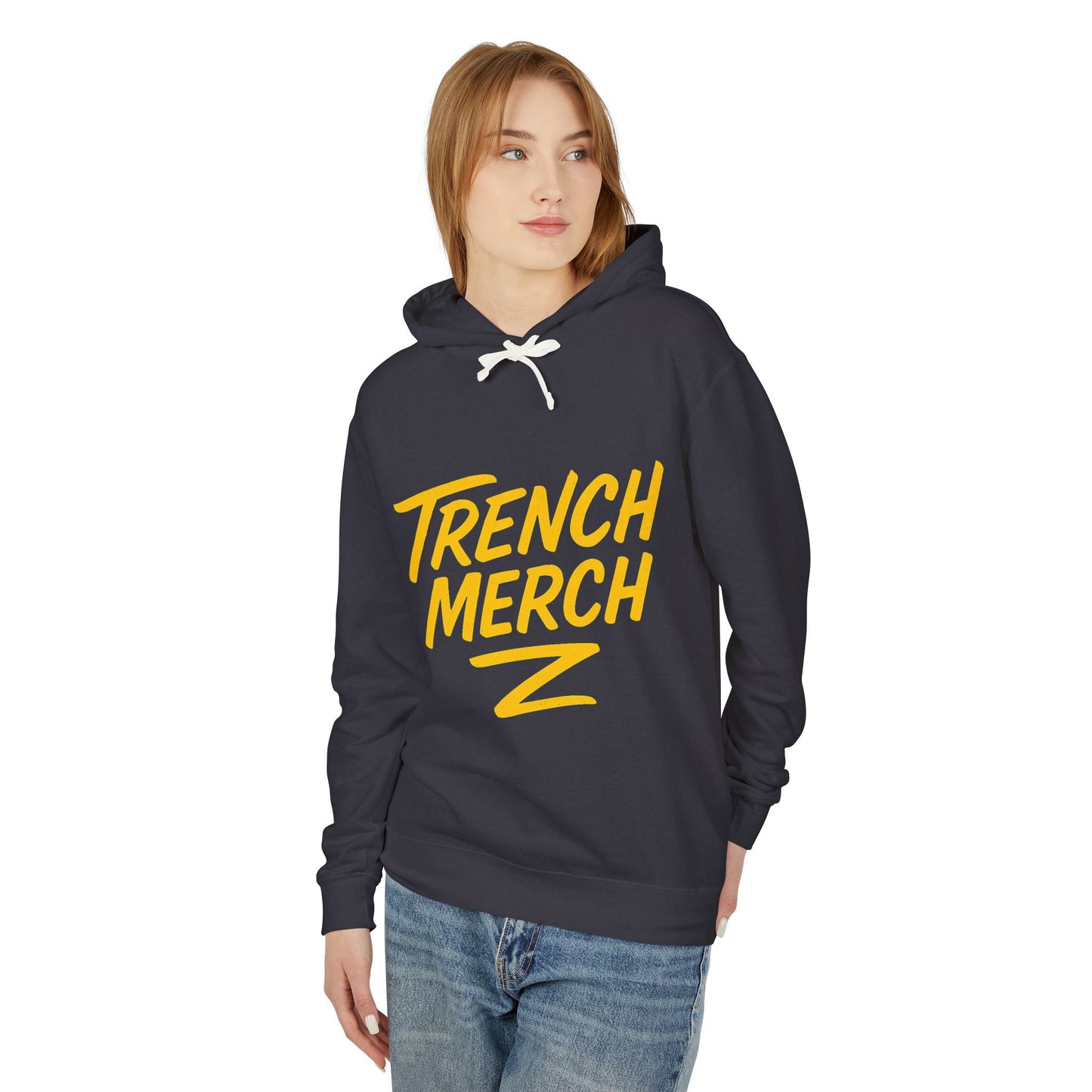Trench Merch Unisex Lightweight Hooded Sweatshirt, Casual Streetwear, Spring Fashion, Gift for Friends, Layering Essential, Trendy Outfit