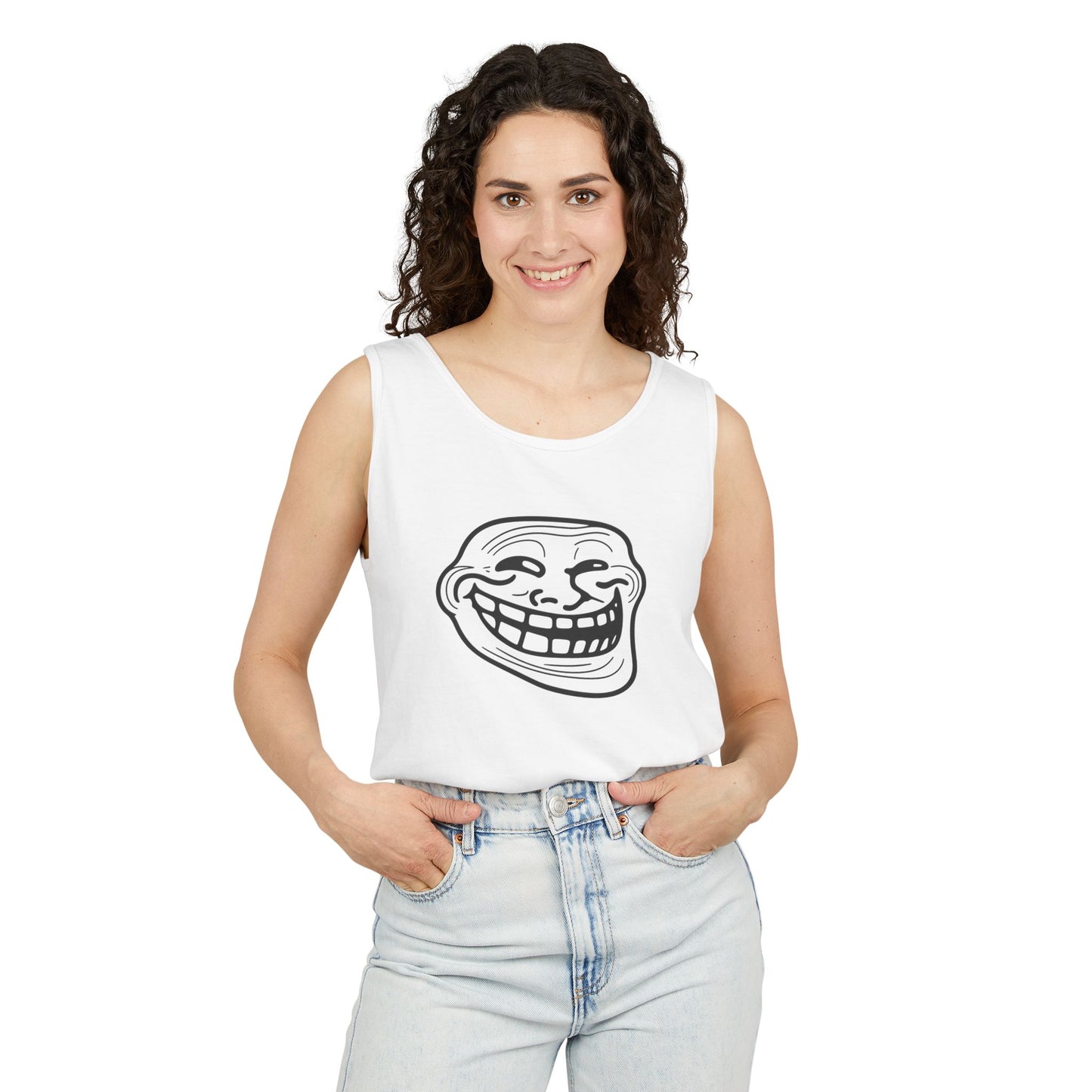 TROLL Face Unisex Tank Top, Funny Meme Shirt, Summer Casual Wear, Gift for Friends, Beach & Party Essentials