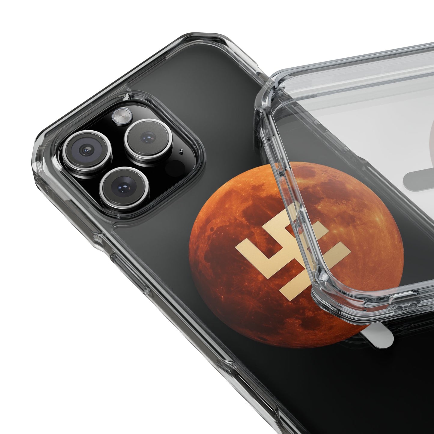 Swasticoin Magnetic Phone Case with Lunar Design, Unique Phone Accessory, Shockproof Clear Case, Stylish Phone Cover, Gift for Tech Lovers