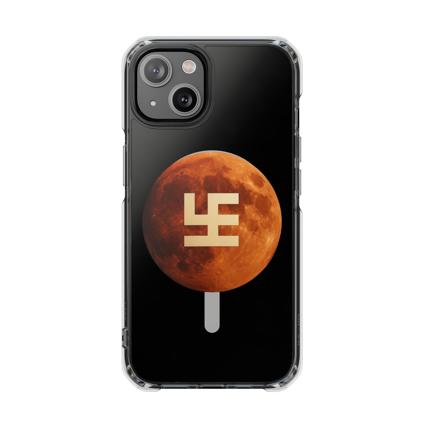 Swasticoin Magnetic Phone Case with Lunar Design, Unique Phone Accessory, Shockproof Clear Case, Stylish Phone Cover, Gift for Tech Lovers