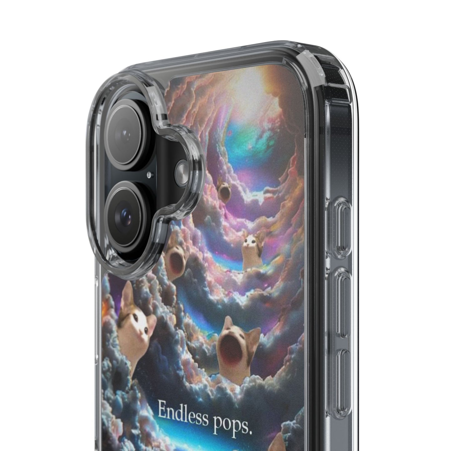 POPCAT Galaxy Cat Clear Phone Case, Cute Animal Phone Cover, Customizable Phone Accessory, Gift for Cat Lovers, Funny Phone Case